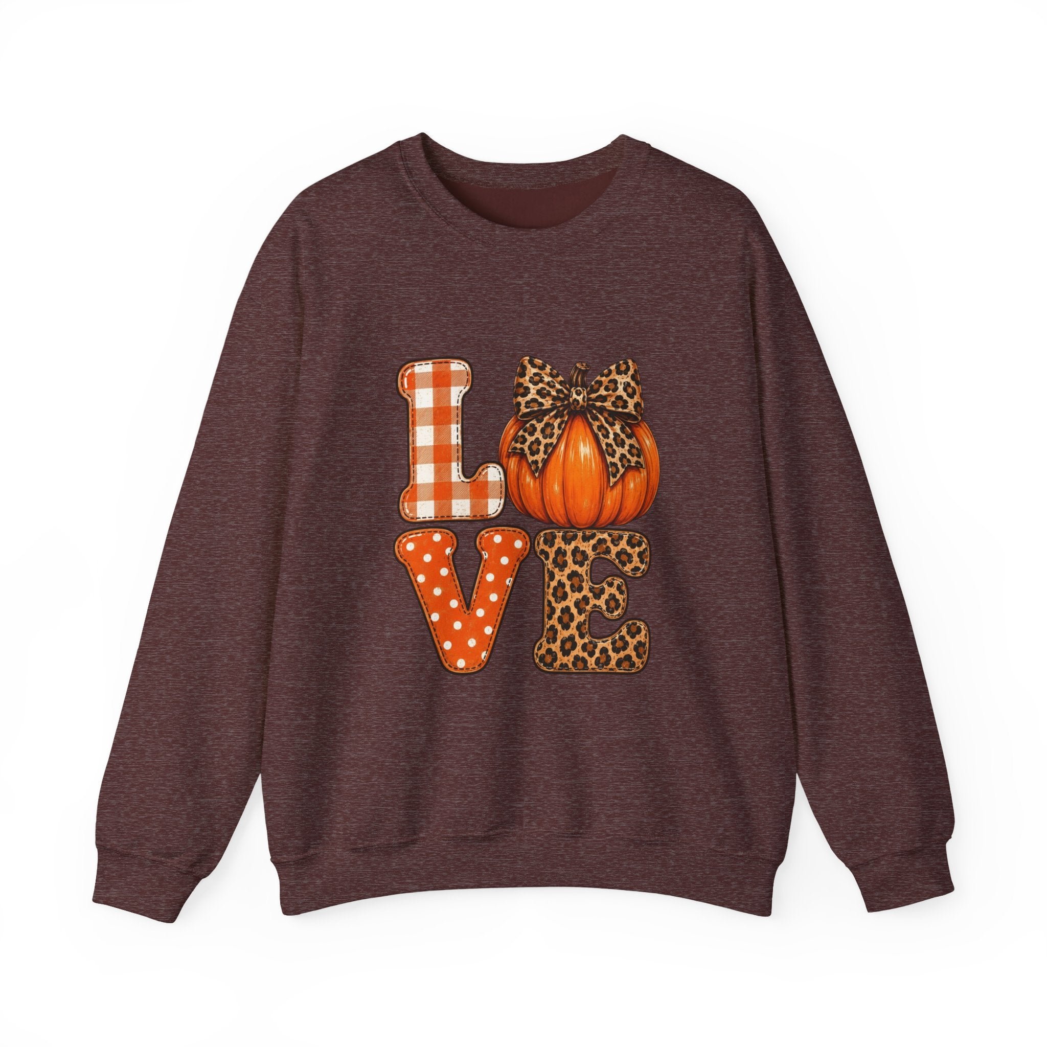 Pumpkin Love Crewneck Sweatshirt — Leopard & Plaid Fall Pullover