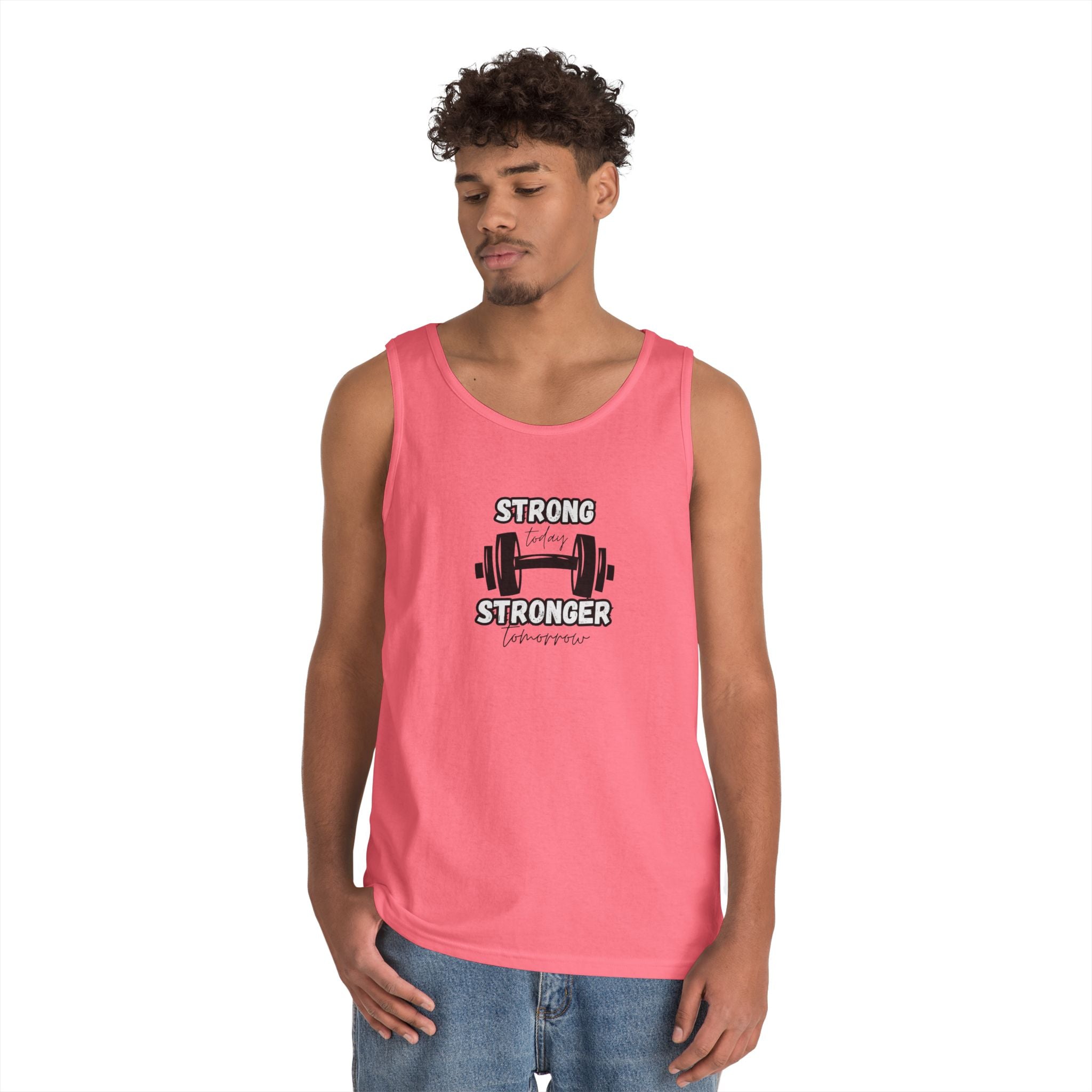 Tank Top — "Strong Today, Stronger Tomorrow" Weightlifting Gym Shirt