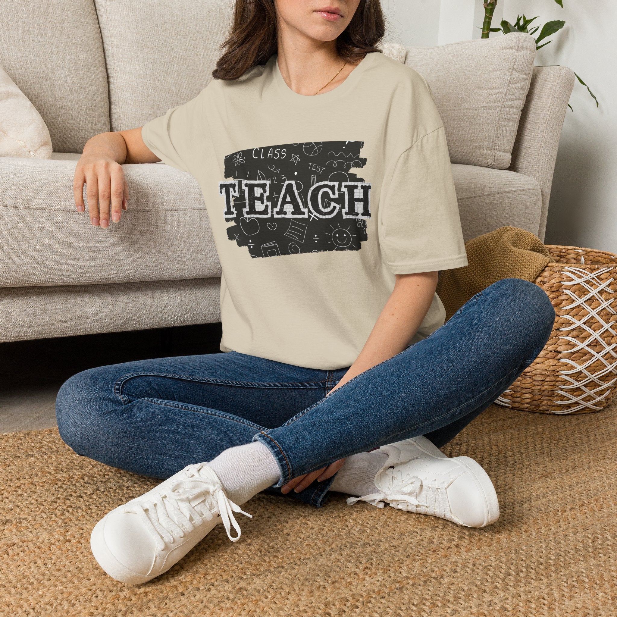 Teacher Chalkboard Graphic T‑Shirt — TEACH Typography Design
