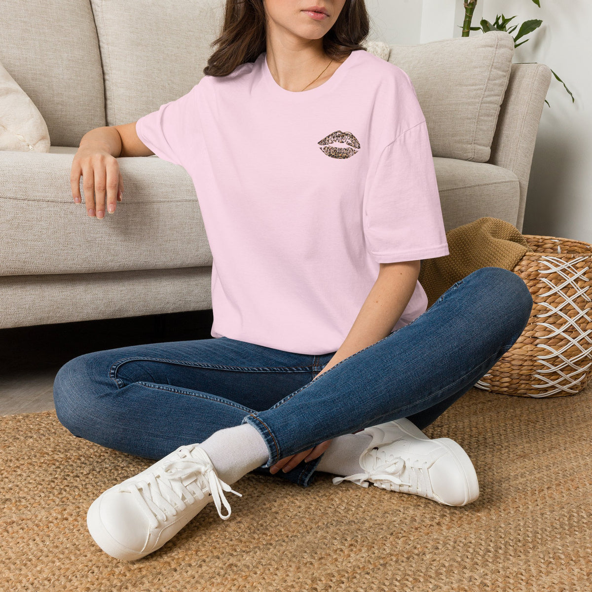 Leopard Kiss T-Shirt — Small Glam Lip Print Tee