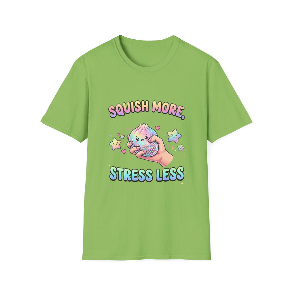 Squish More, Stress Less T-Shirt — Cute Rainbow Squishy Kawaii Tee