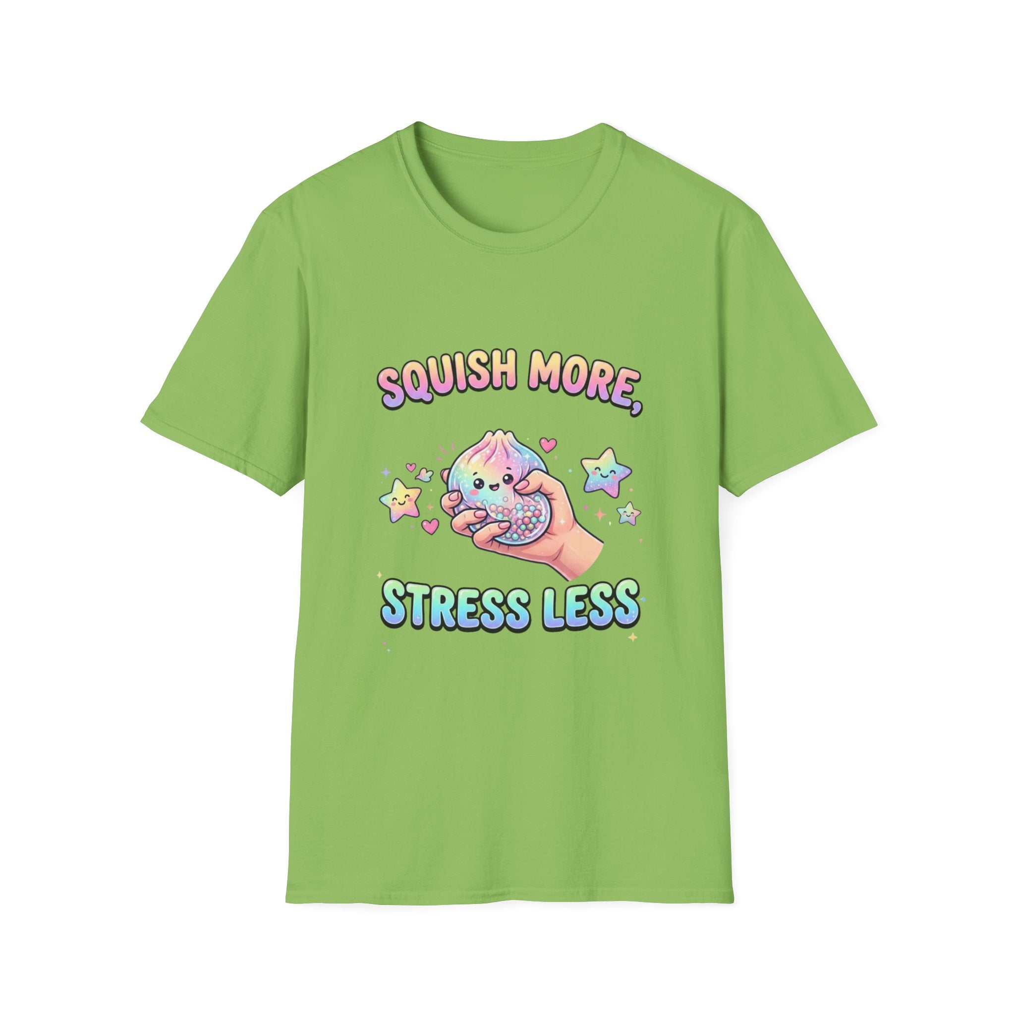 Squish More, Stress Less T-Shirt — Cute Rainbow Squishy Kawaii Tee