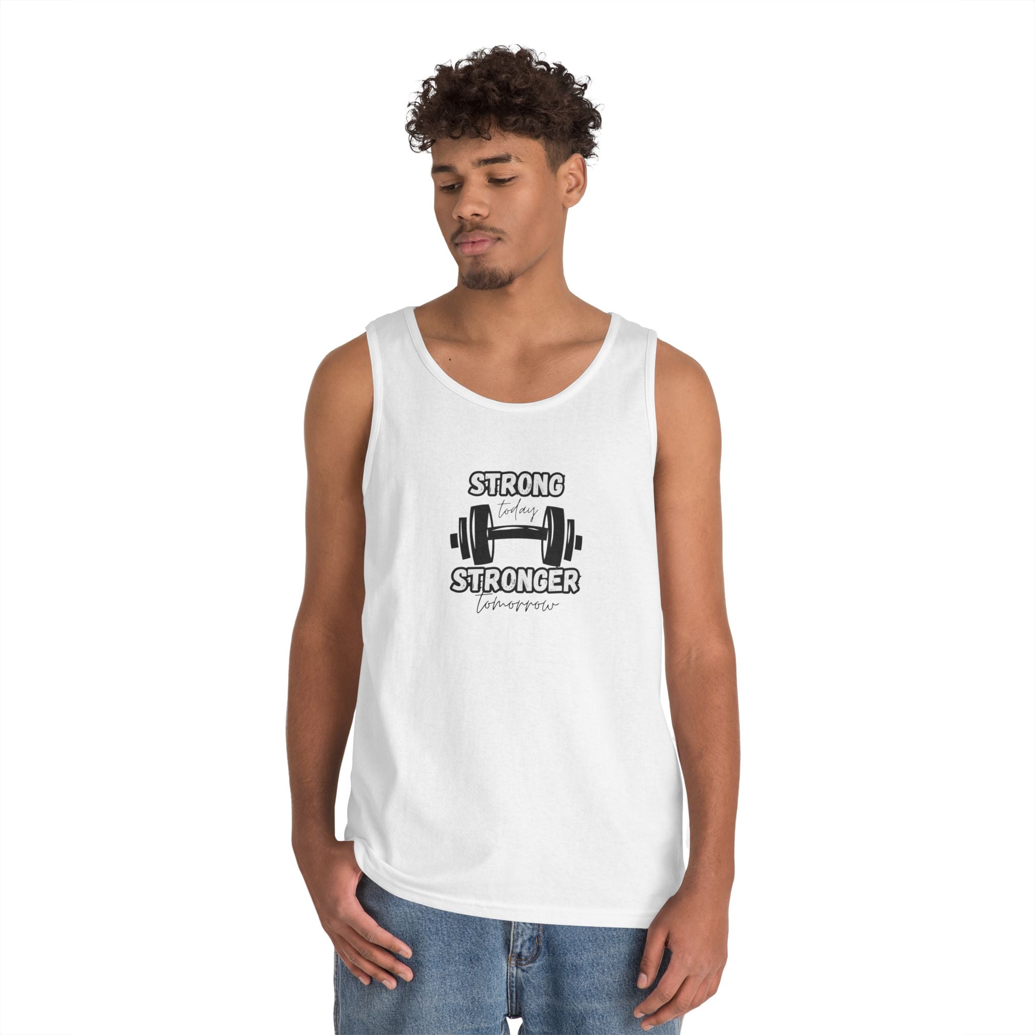 Tank Top — "Strong Today, Stronger Tomorrow" Weightlifting Gym Shirt