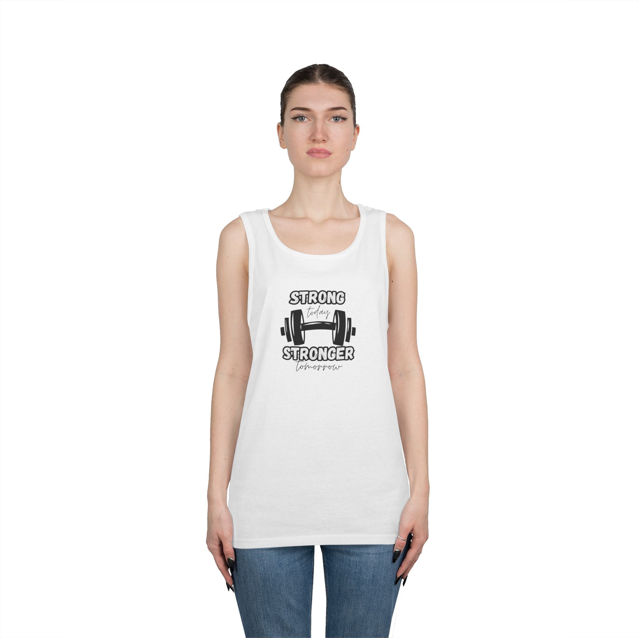 Tank Top — "Strong Today, Stronger Tomorrow" Weightlifting Gym Shirt