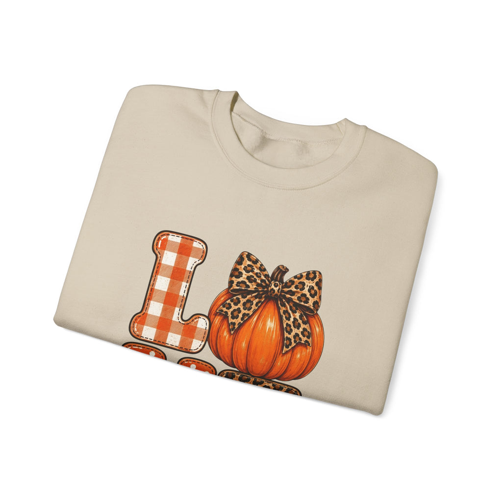 Pumpkin Love Crewneck Sweatshirt — Leopard & Plaid Fall Pullover
