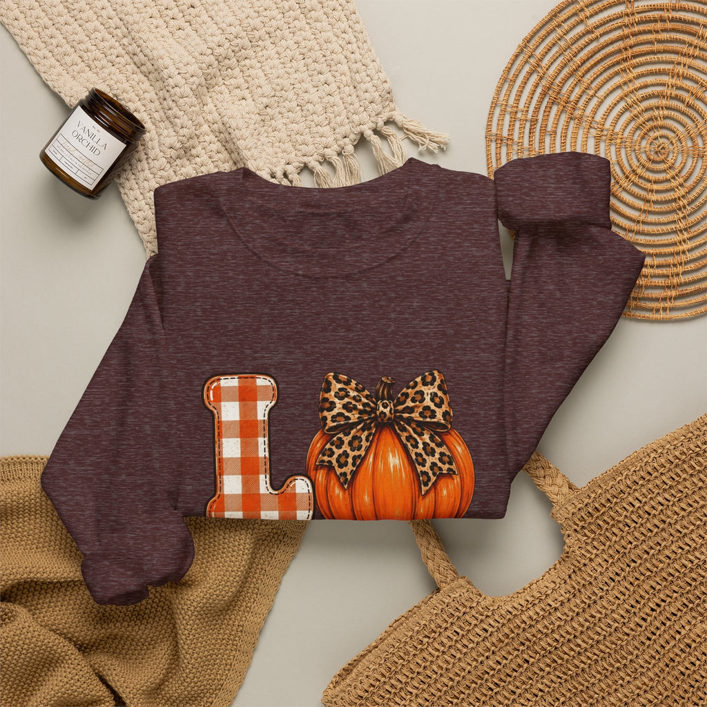 Pumpkin Love Crewneck Sweatshirt — Leopard & Plaid Fall Pullover