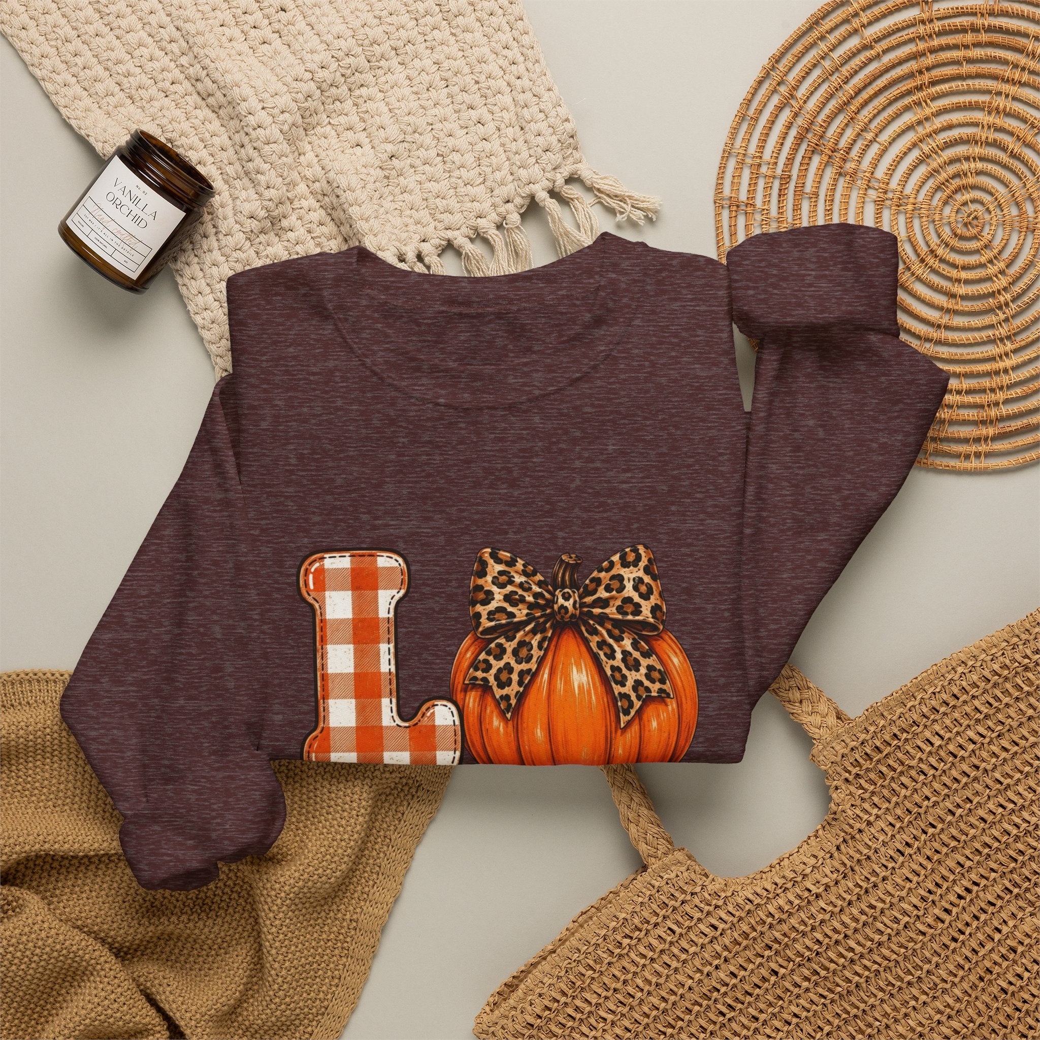 Pumpkin Love Crewneck Sweatshirt — Leopard & Plaid Fall Pullover