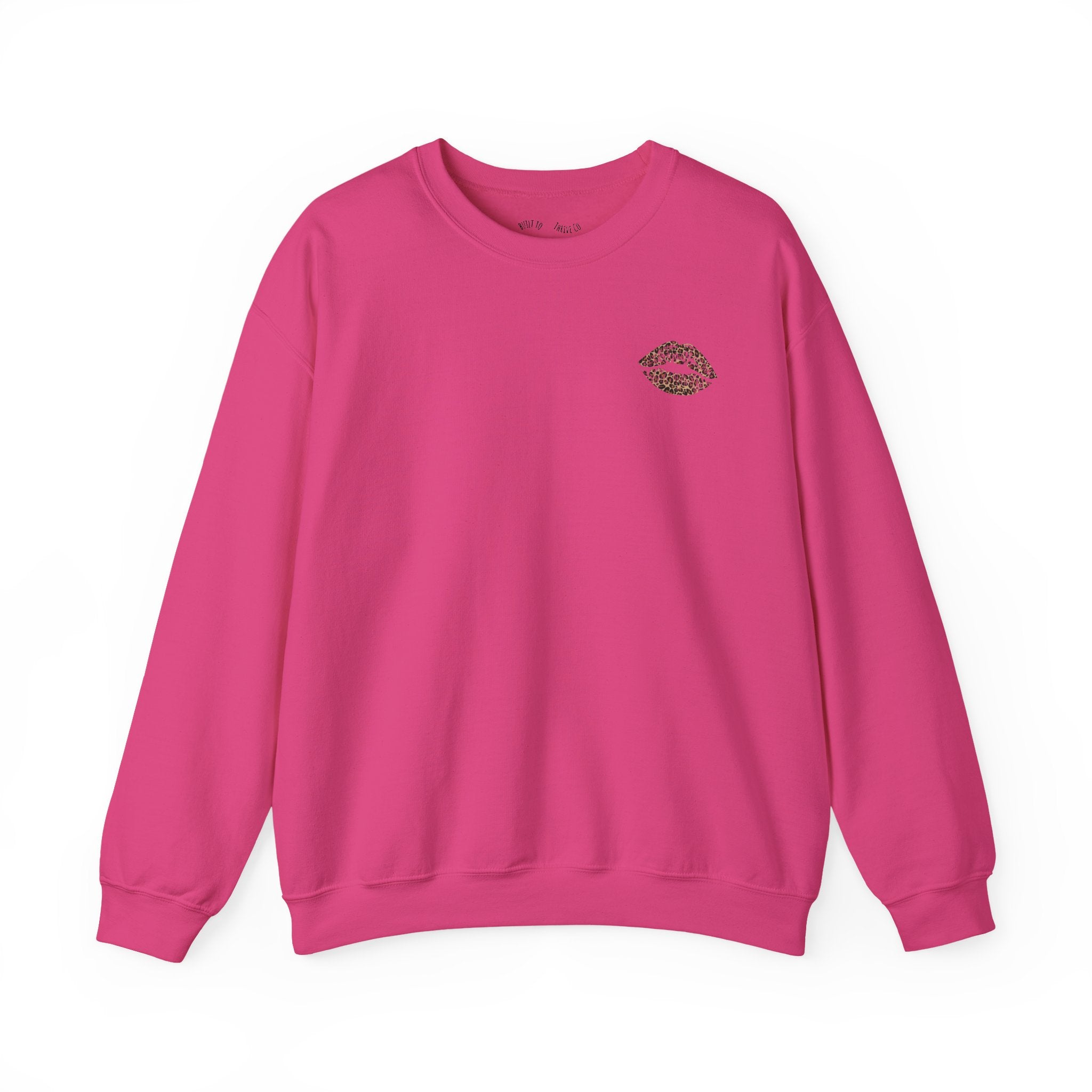 Kiss Graphic Sweatshirt — "I Have a Heart But This Mouth" Lip Print Crewneck