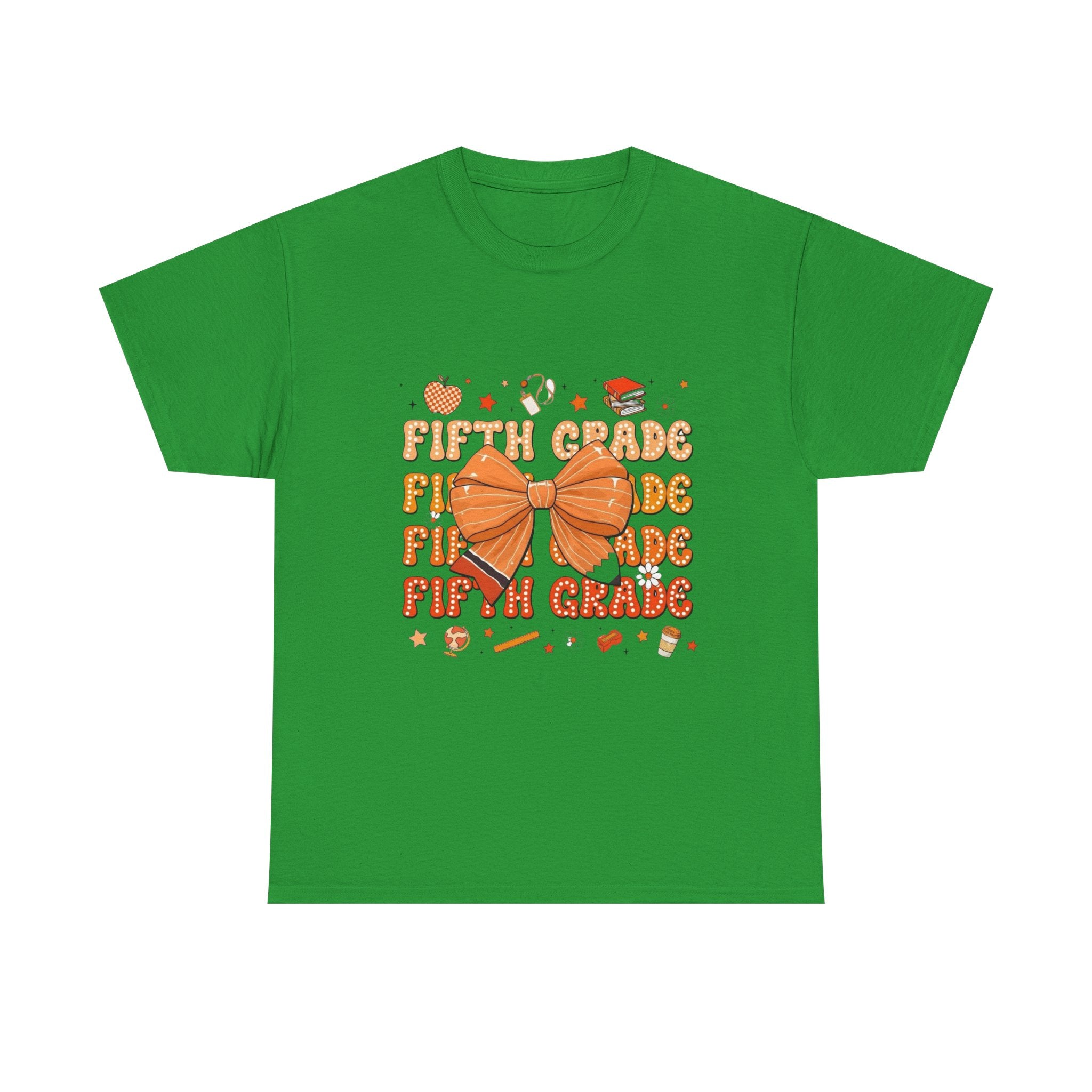 Fifth Grade Bow T-Shirt — Cute Orange School Graduation Tee for Kids