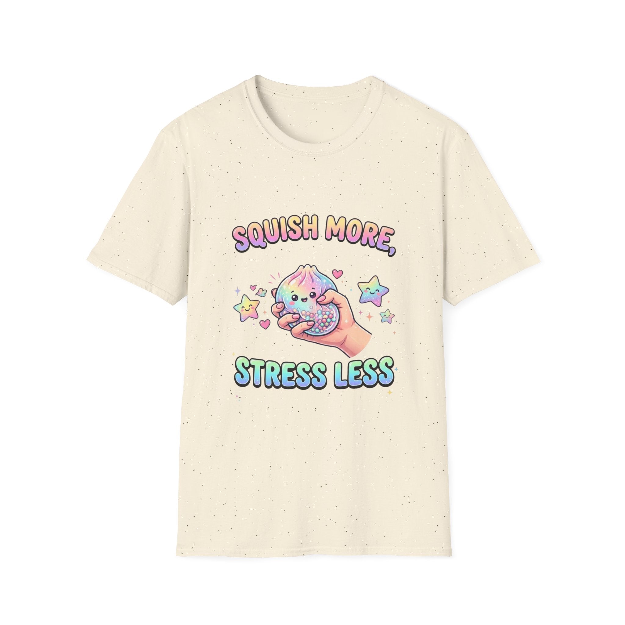 Squish More, Stress Less T-Shirt — Cute Rainbow Squishy Kawaii Tee
