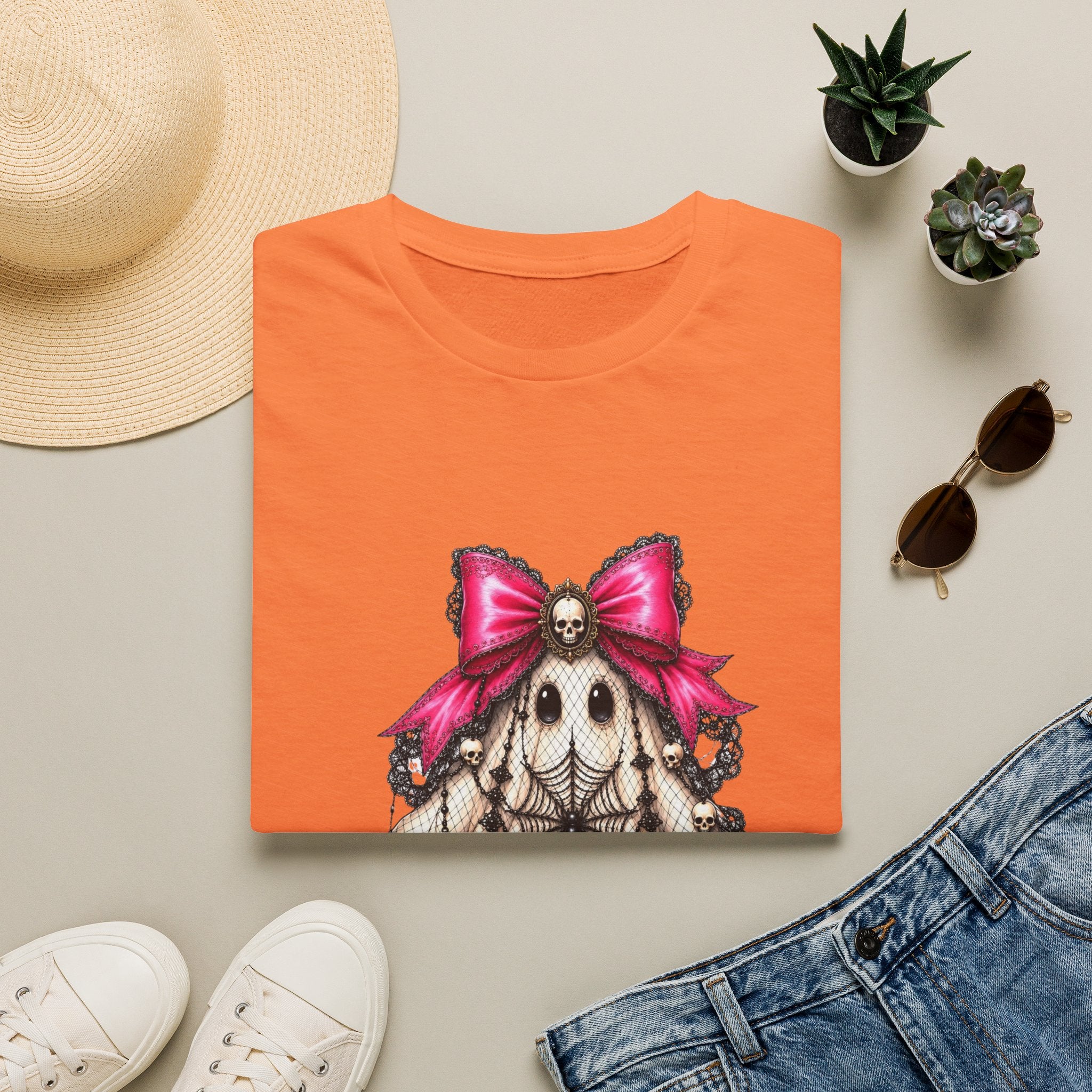 Skull Lace Bow T-Shirt — Gothic Cute Skeleton Graphic Tee
