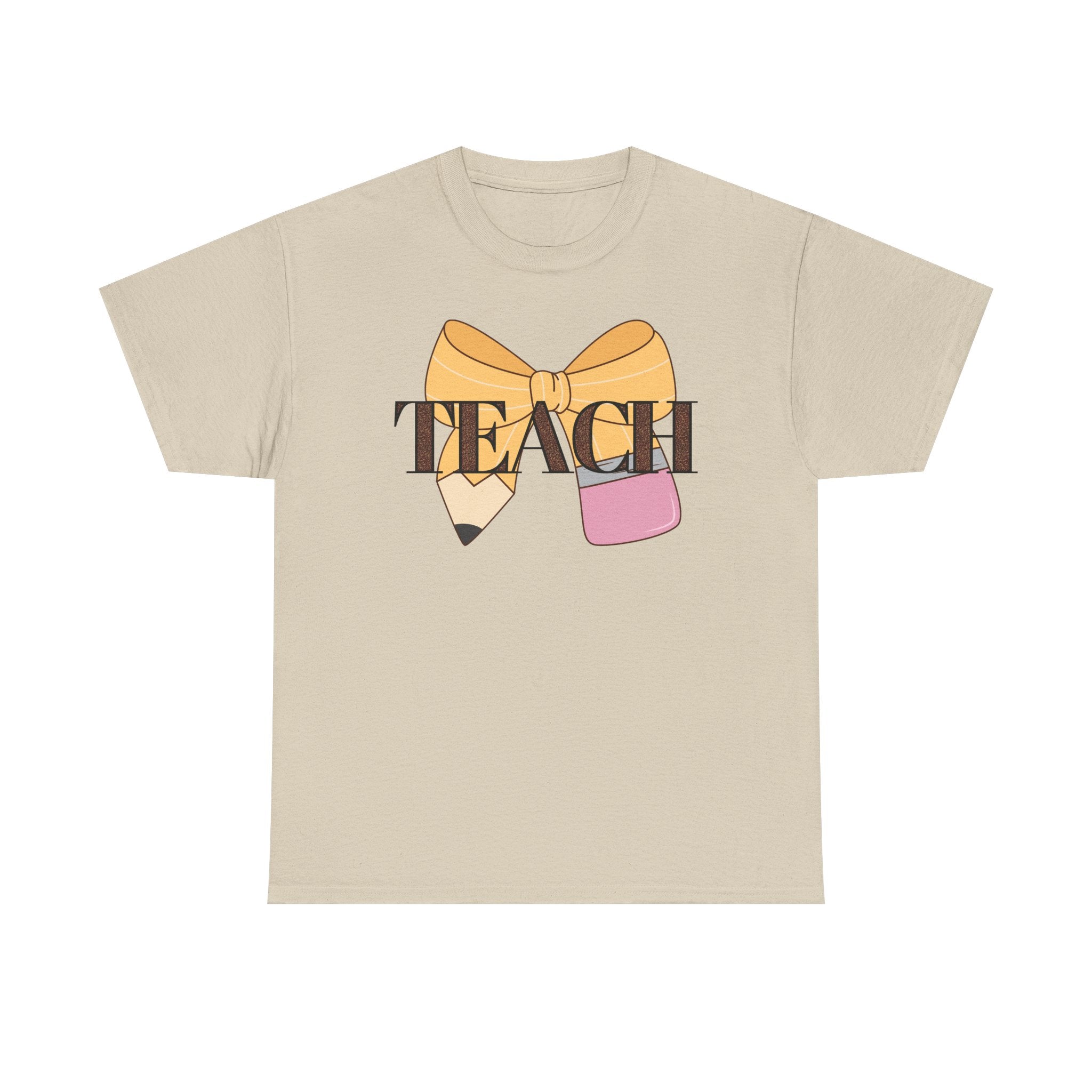 Teacher Pencil Bow T‑Shirt — TEACH Graphic Tee for Educators