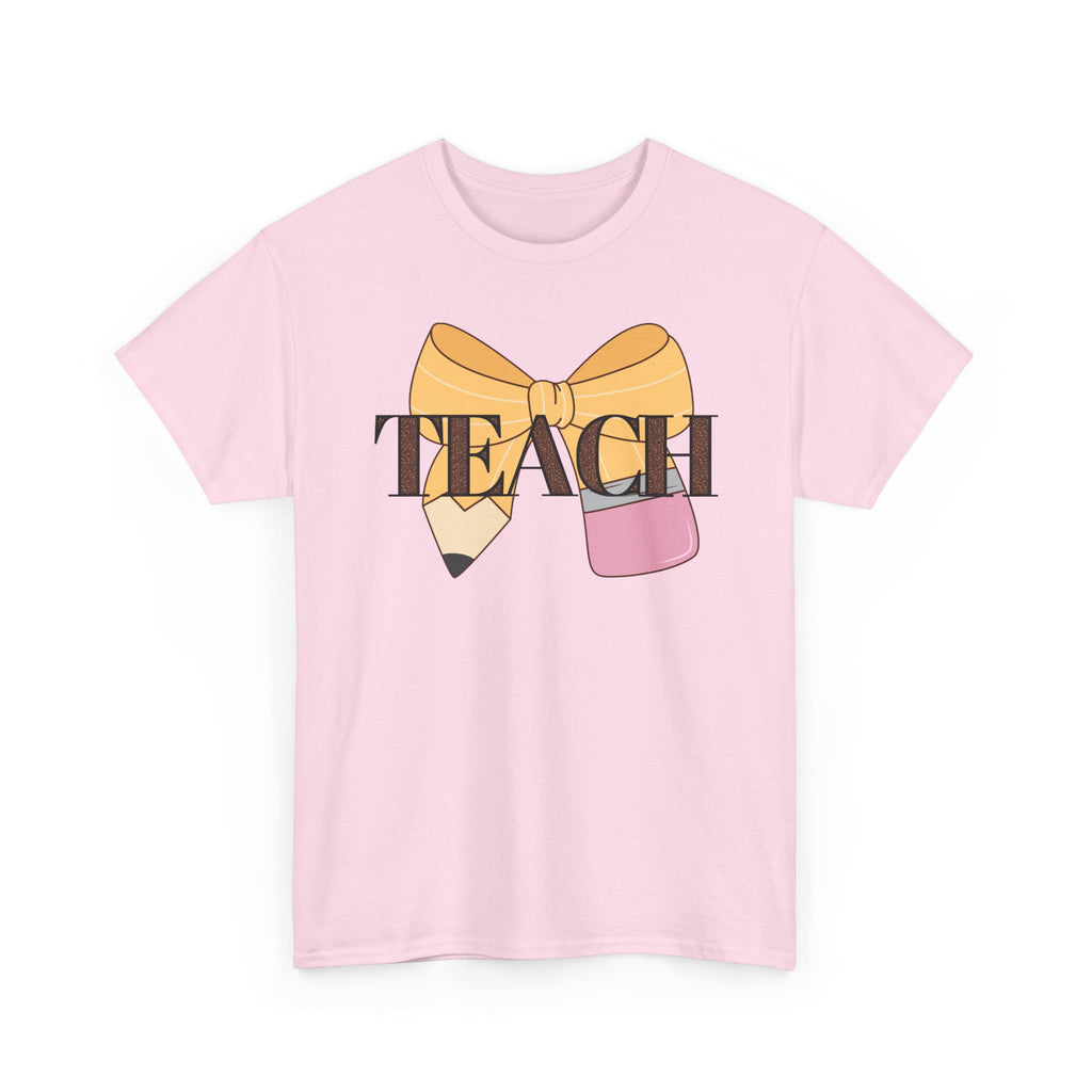 Teacher Pencil Bow T‑Shirt — TEACH Graphic Tee for Educators