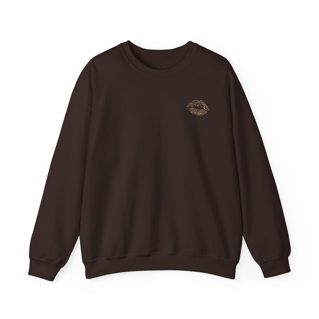 Kiss Graphic Sweatshirt — "I Have a Heart But This Mouth" Lip Print Crewneck