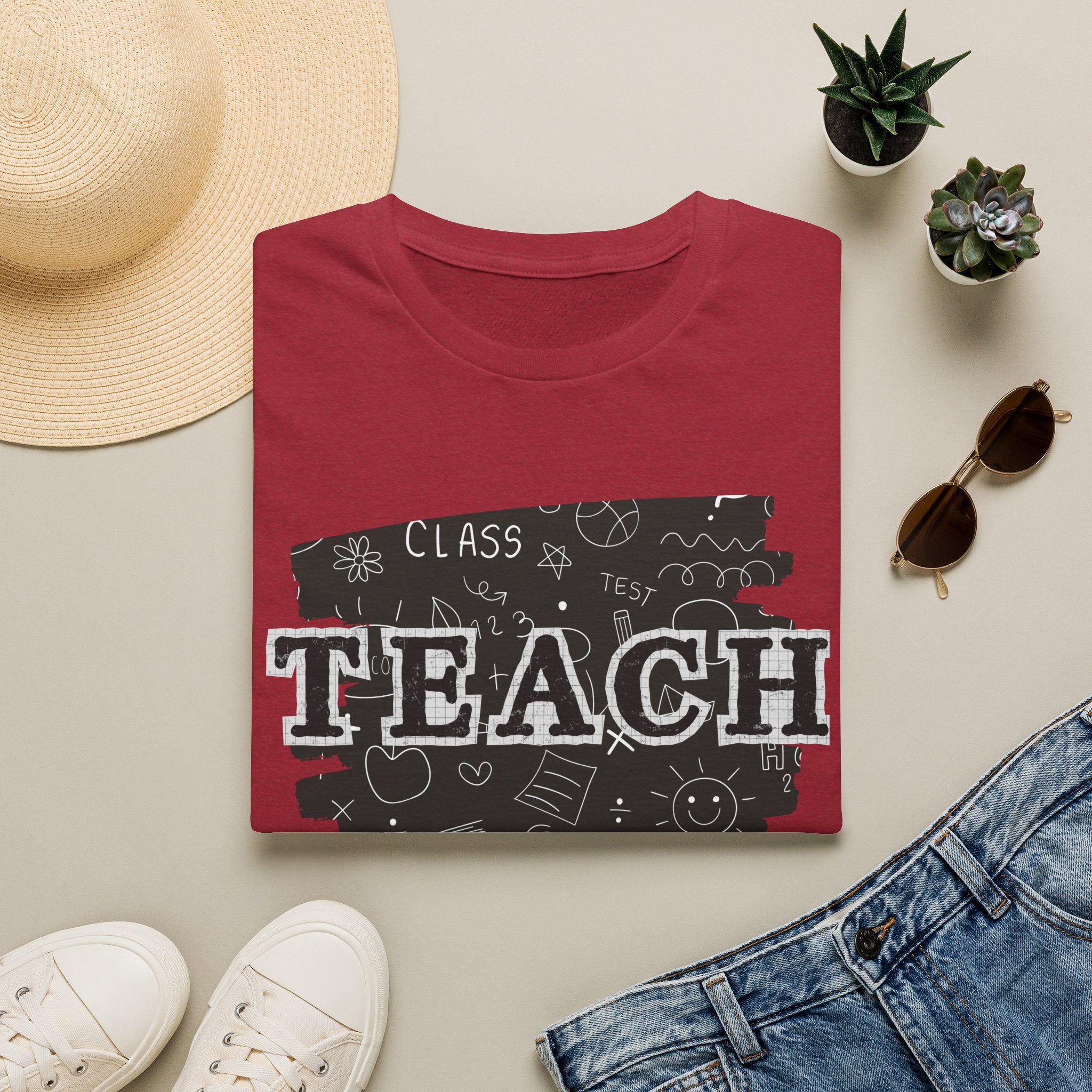 Teacher Chalkboard Graphic T‑Shirt — TEACH Typography Design
