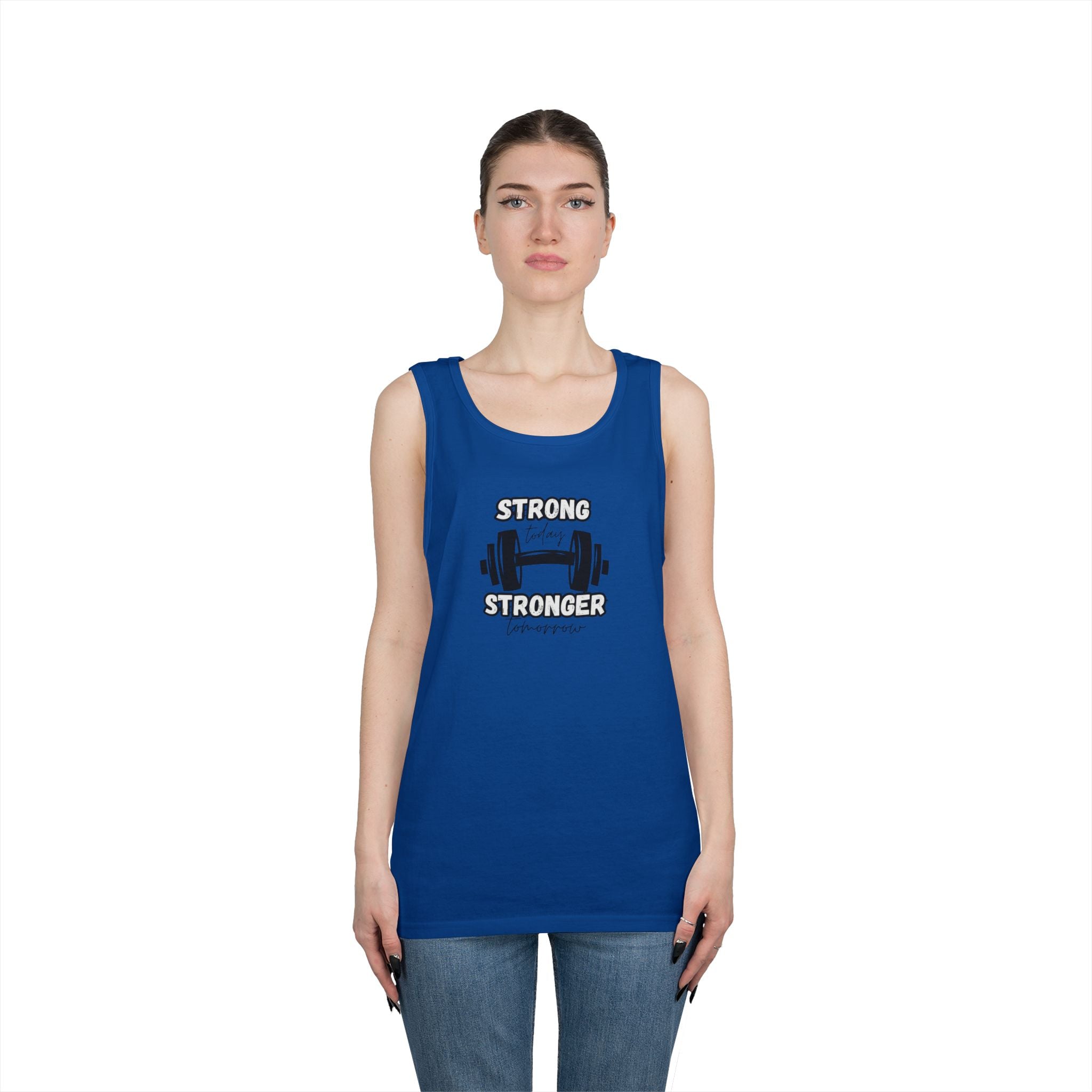 Tank Top — "Strong Today, Stronger Tomorrow" Weightlifting Gym Shirt