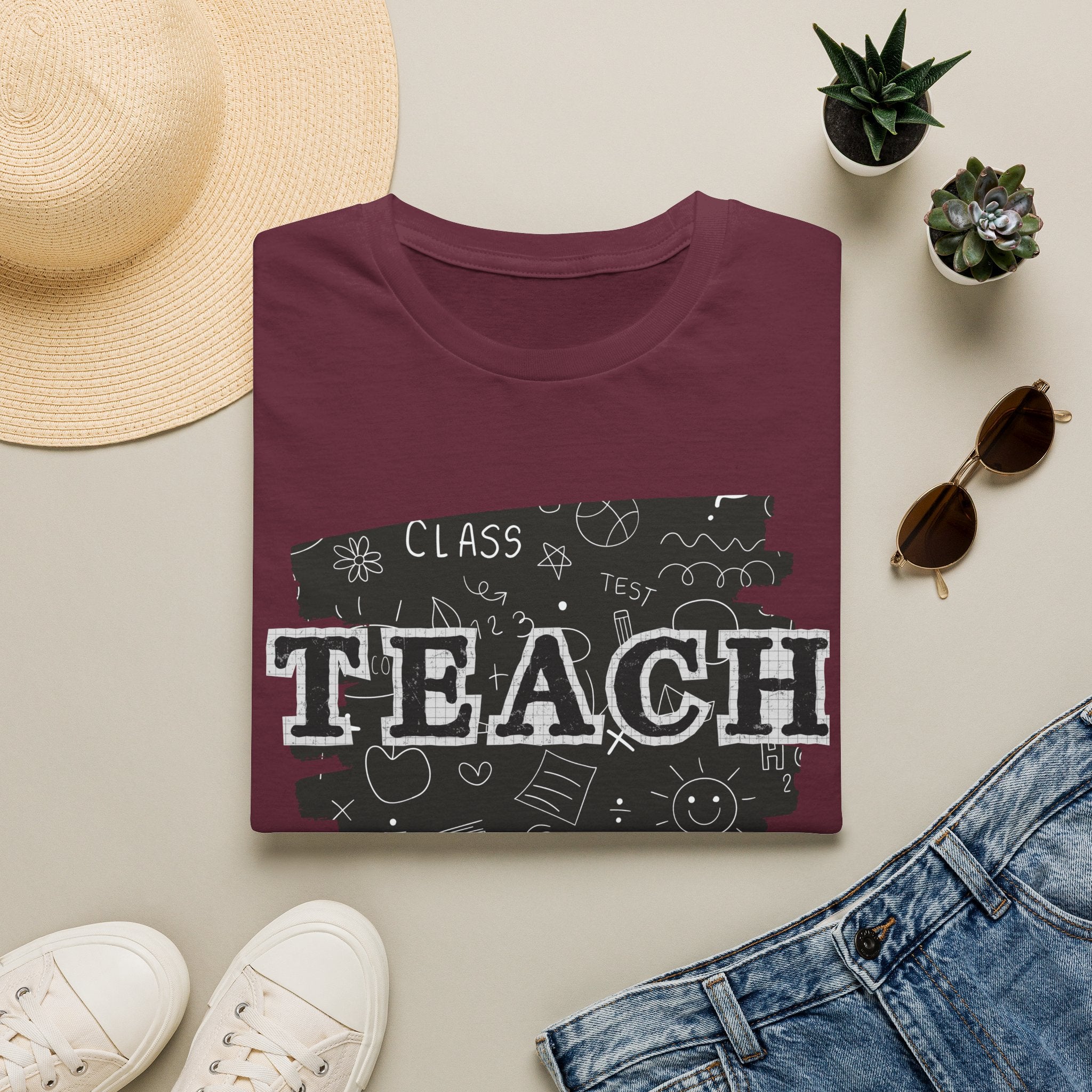 Teacher Chalkboard Graphic T‑Shirt — TEACH Typography Design