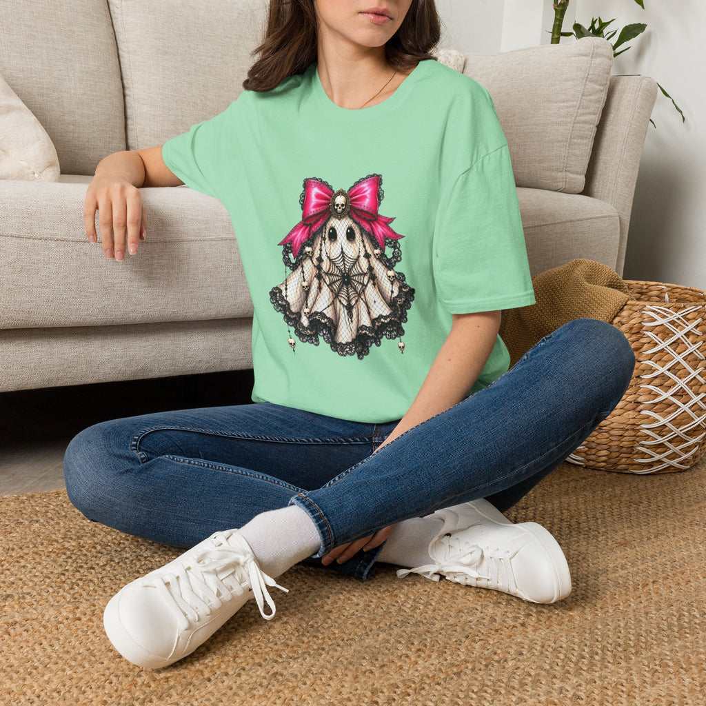 Skull Lace Bow T-Shirt — Gothic Cute Skeleton Graphic Tee