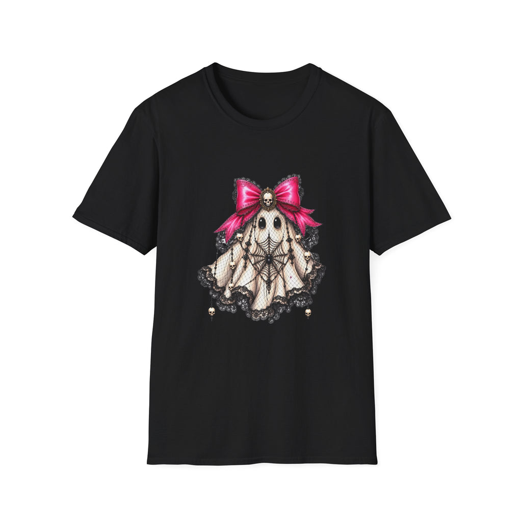 Skull Lace Bow T-Shirt — Gothic Cute Skeleton Graphic Tee