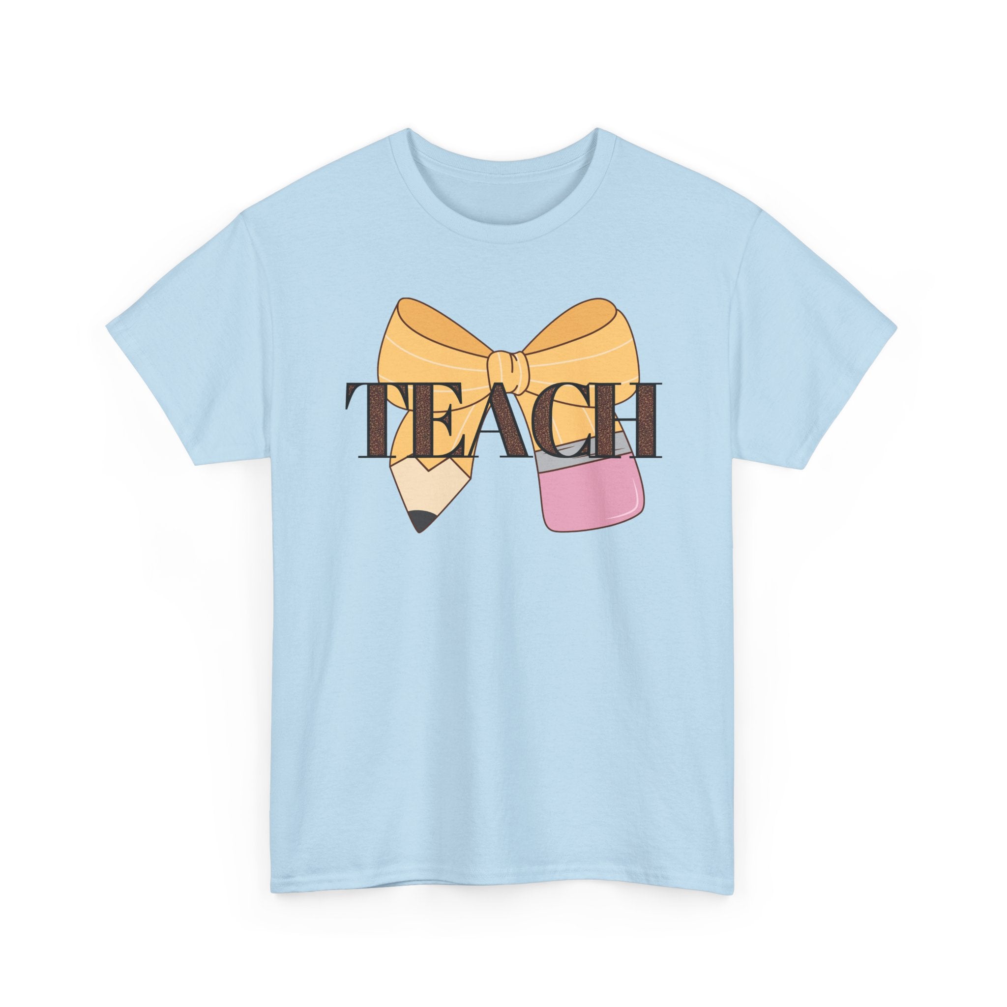 Teacher Pencil Bow T‑Shirt — TEACH Graphic Tee for Educators