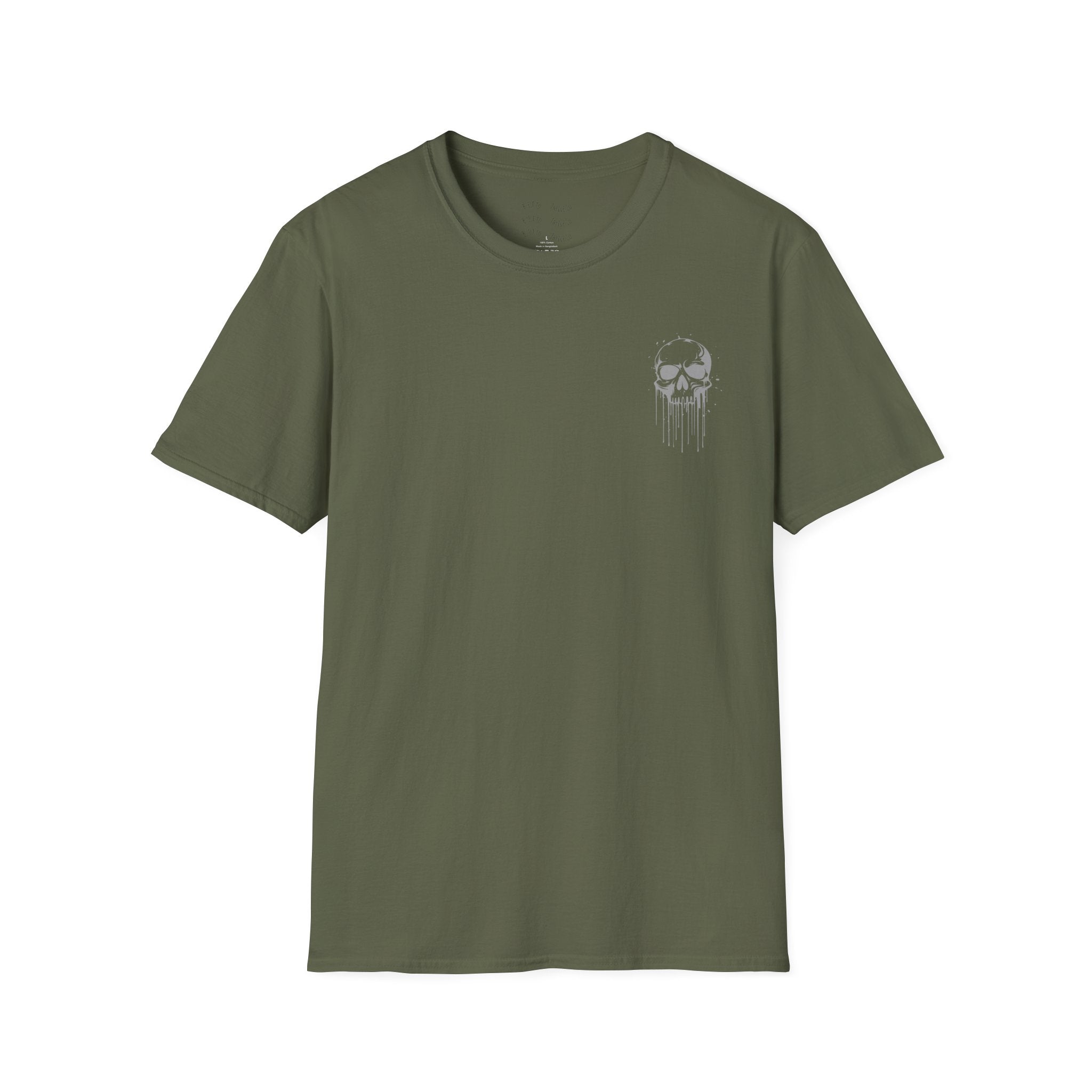 Skull Drip T-Shirt — Minimal Grunge Skull Chest Graphic