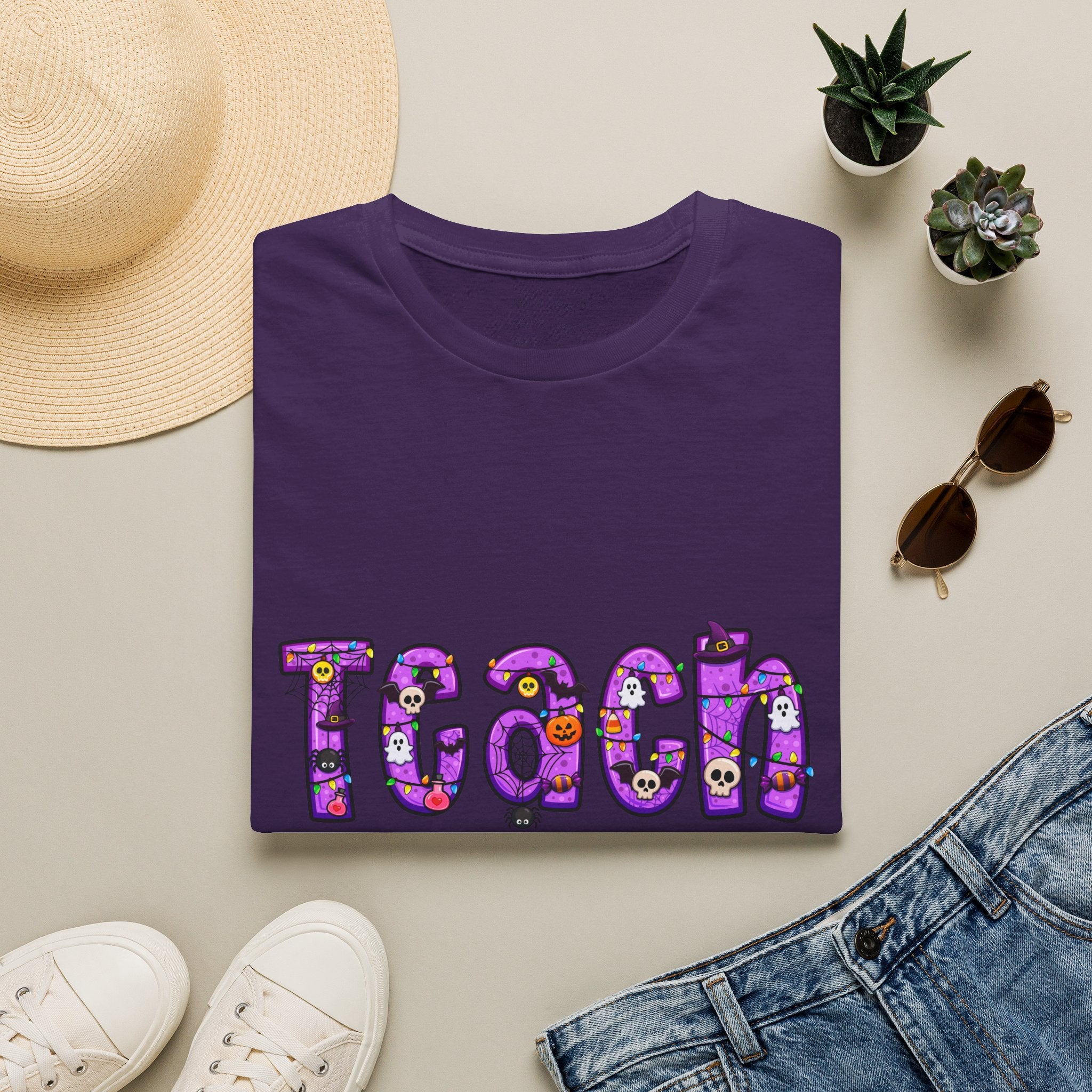 Halloween Purple Teach Unisex Softstyle T-Shirt