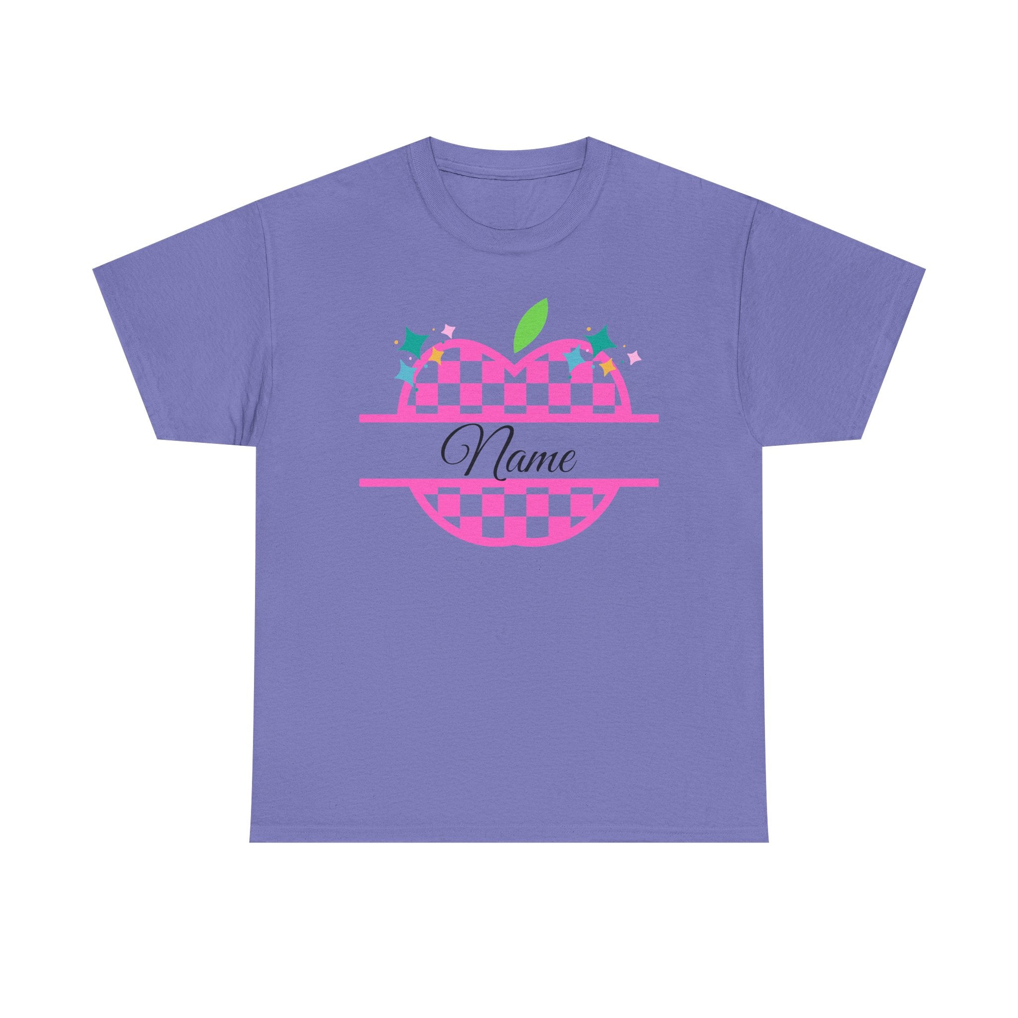 Customizable Checkerboard Apple Tee — Personalized Kids' Back-to-School Shirt