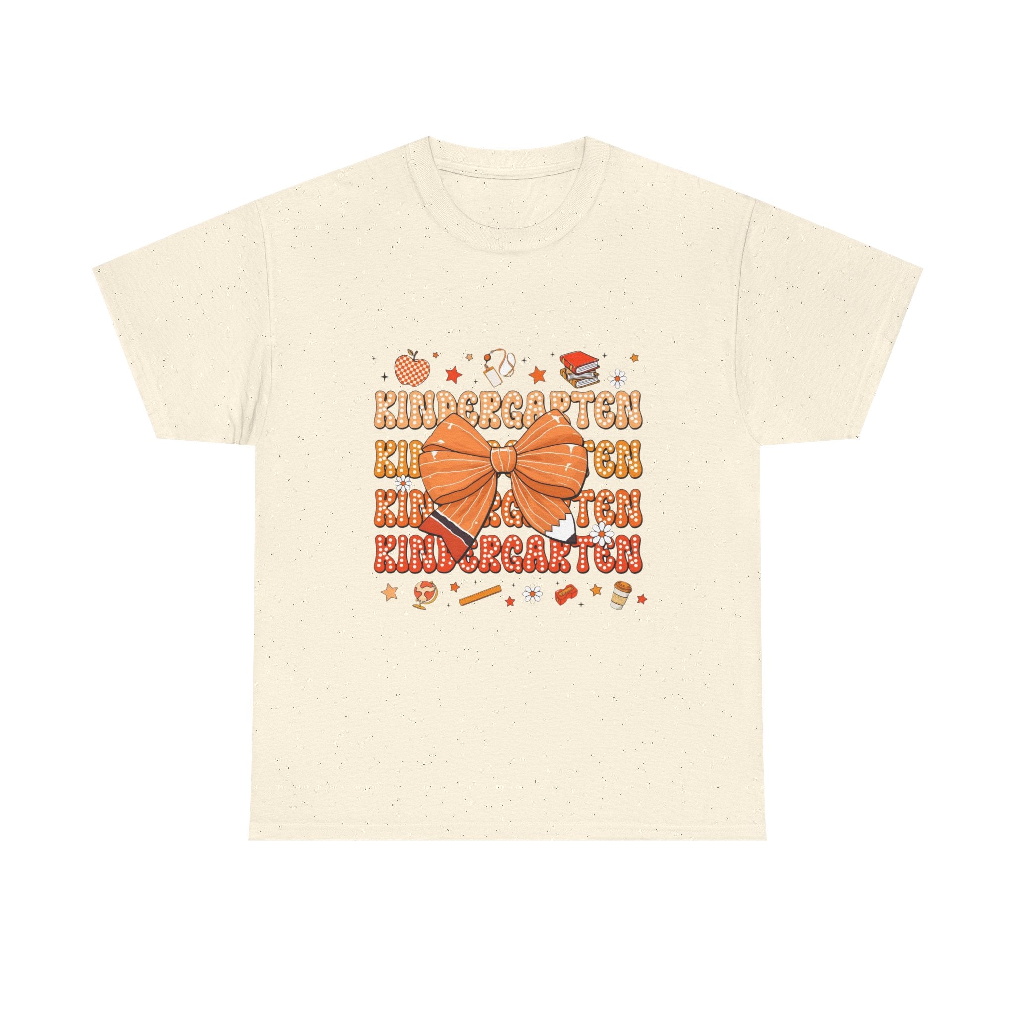Kindergarten Teacher Bow T-Shirt – Cute Back-to-School Shirt with Orange Bow