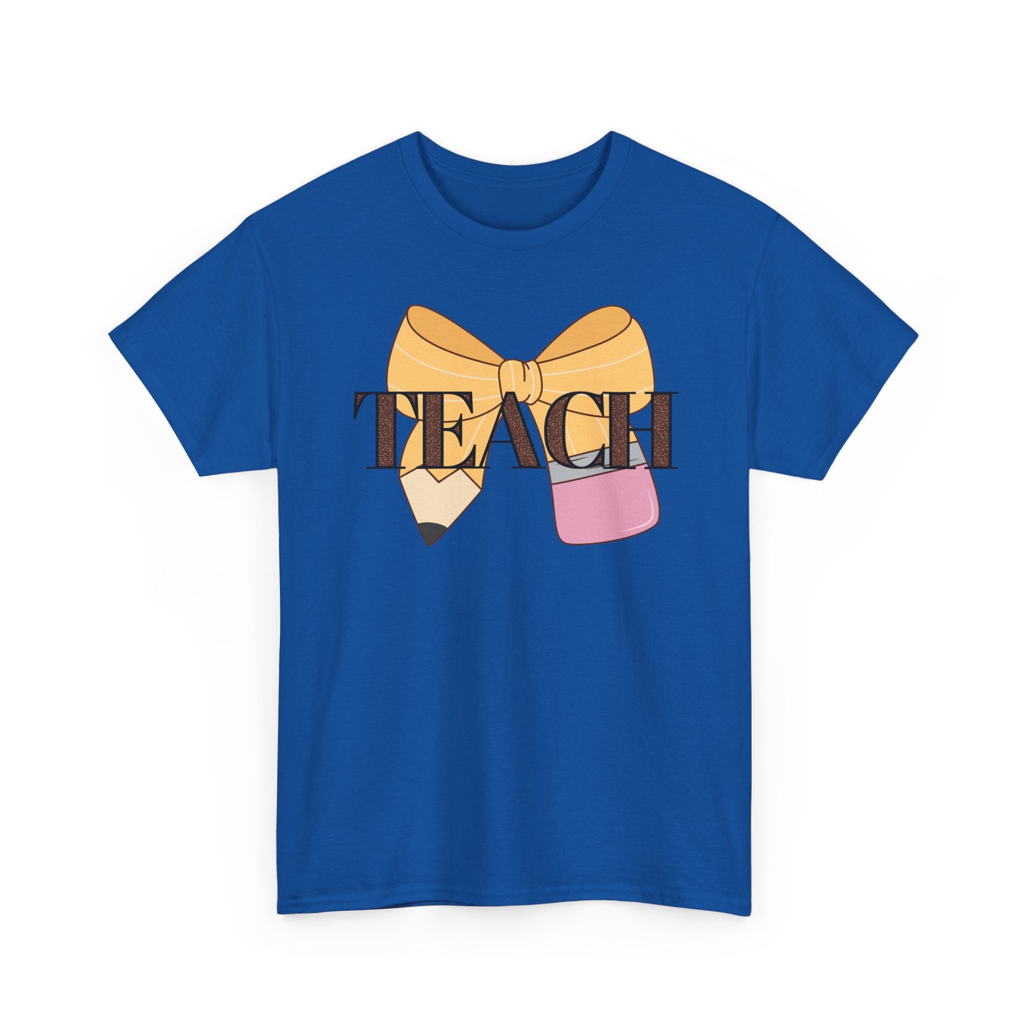 Teacher Pencil Bow T‑Shirt — TEACH Graphic Tee for Educators