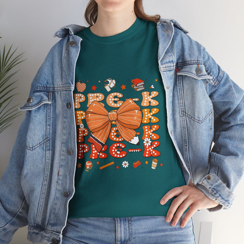 Pre-K Bow T-Shirt — Cute Fall Pumpkin Graphic Tee