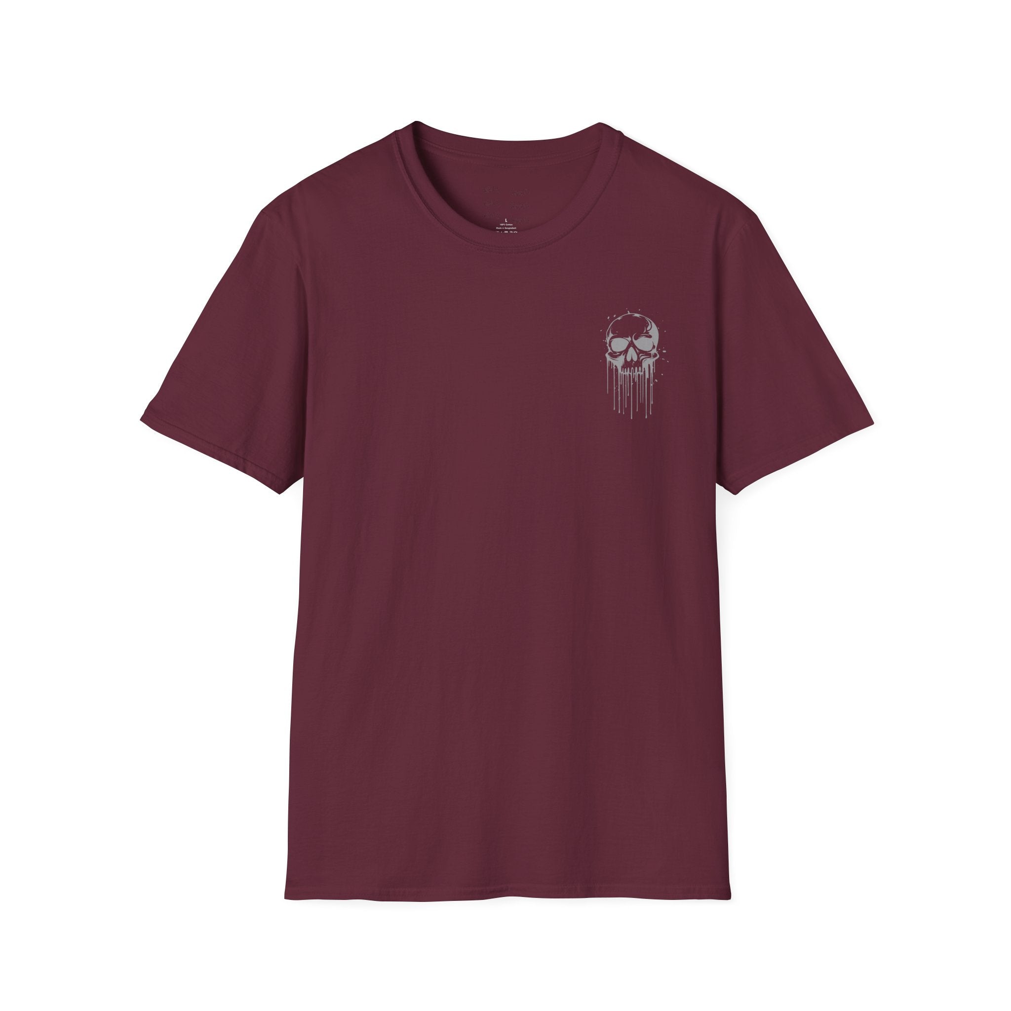 Skull Drip T-Shirt — Minimal Grunge Skull Chest Graphic
