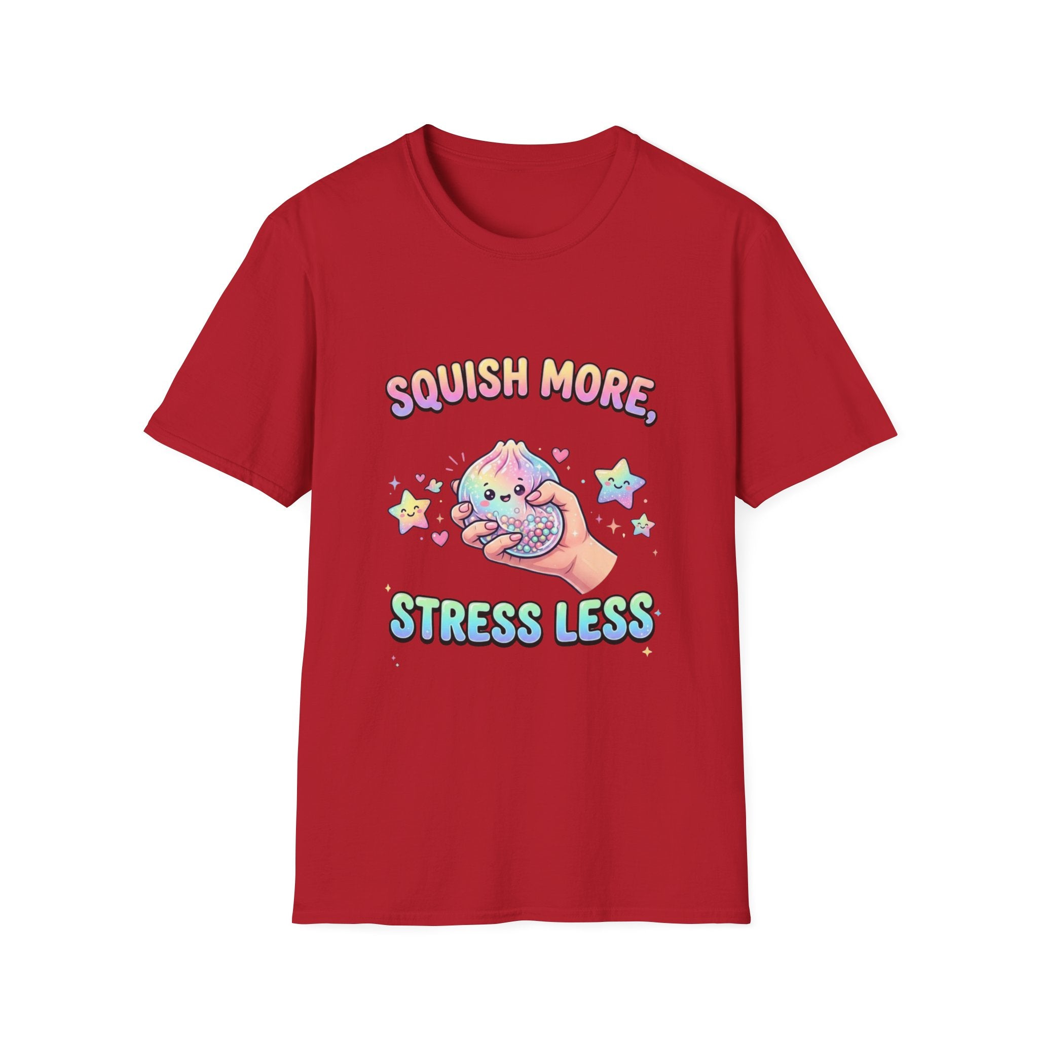 Squish More, Stress Less T-Shirt — Cute Rainbow Squishy Kawaii Tee