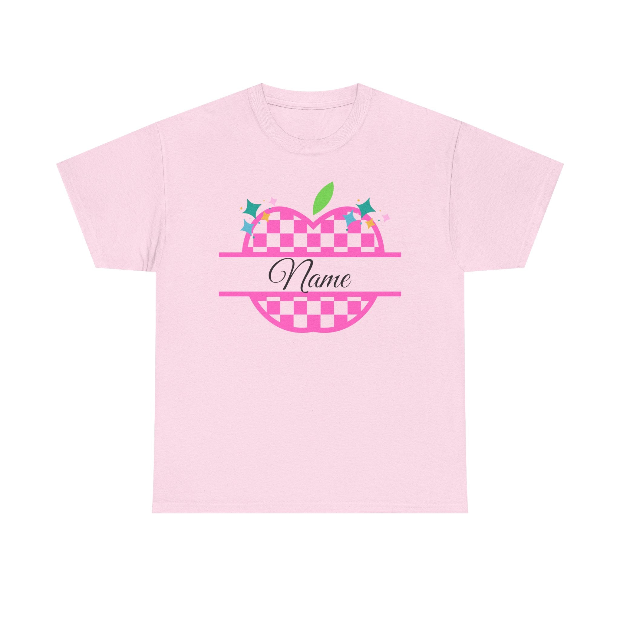 Customizable Checkerboard Apple Tee — Personalized Kids' Back-to-School Shirt