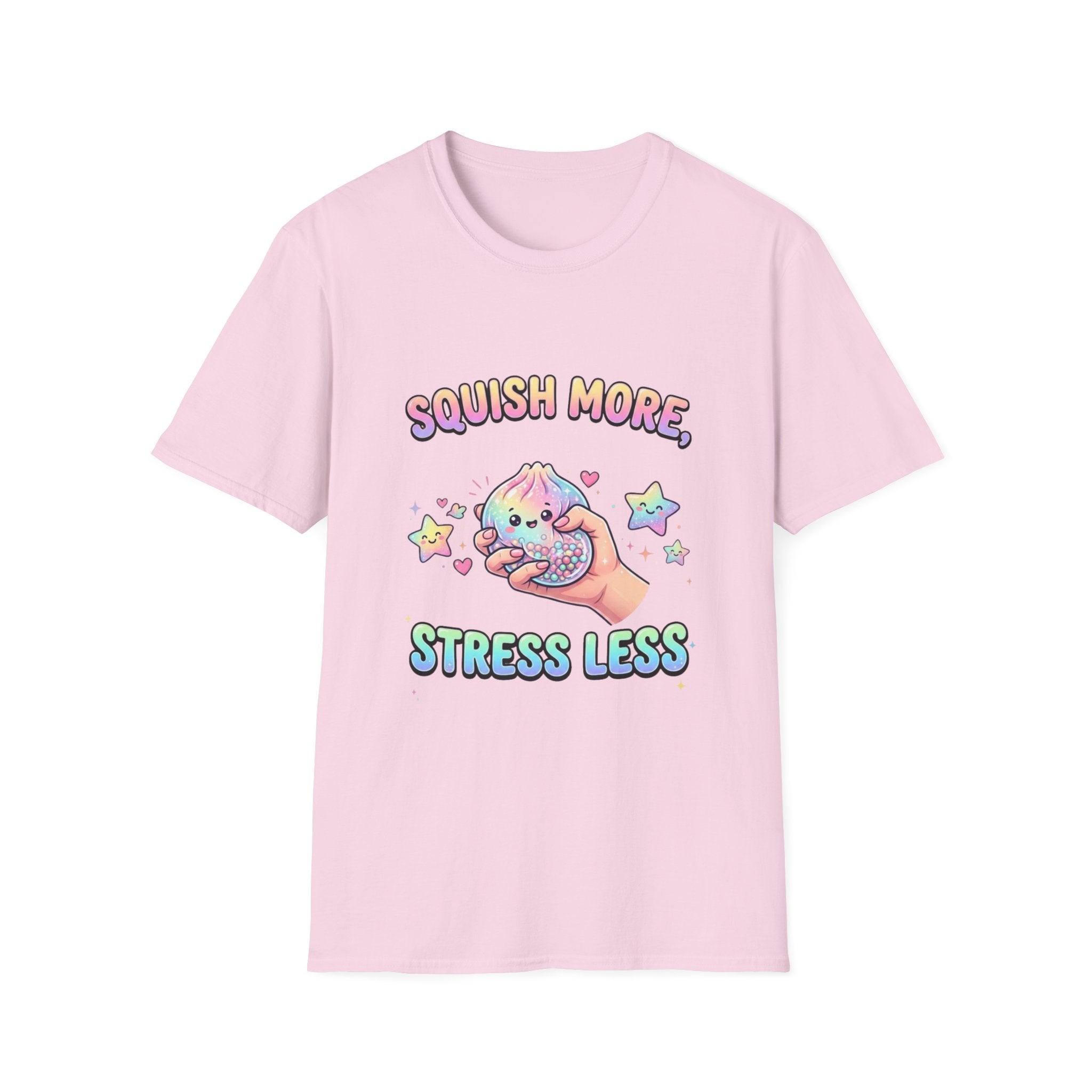 Squish More, Stress Less T-Shirt — Cute Rainbow Squishy Kawaii Tee
