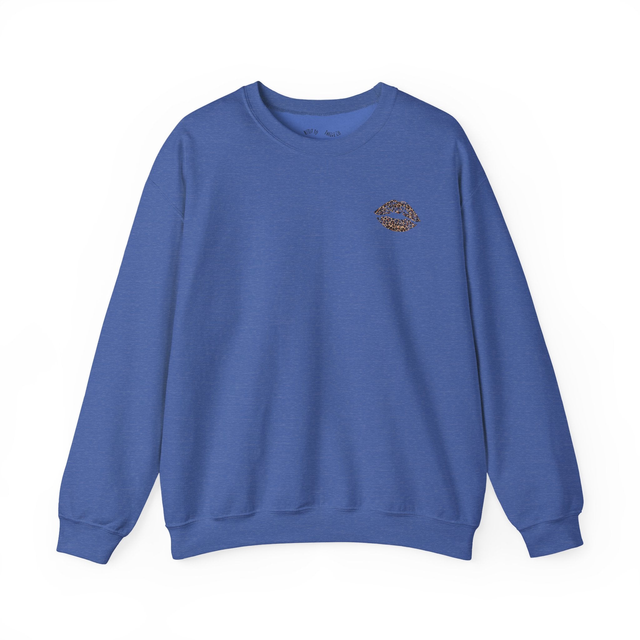 Kiss Graphic Sweatshirt — "I Have a Heart But This Mouth" Lip Print Crewneck