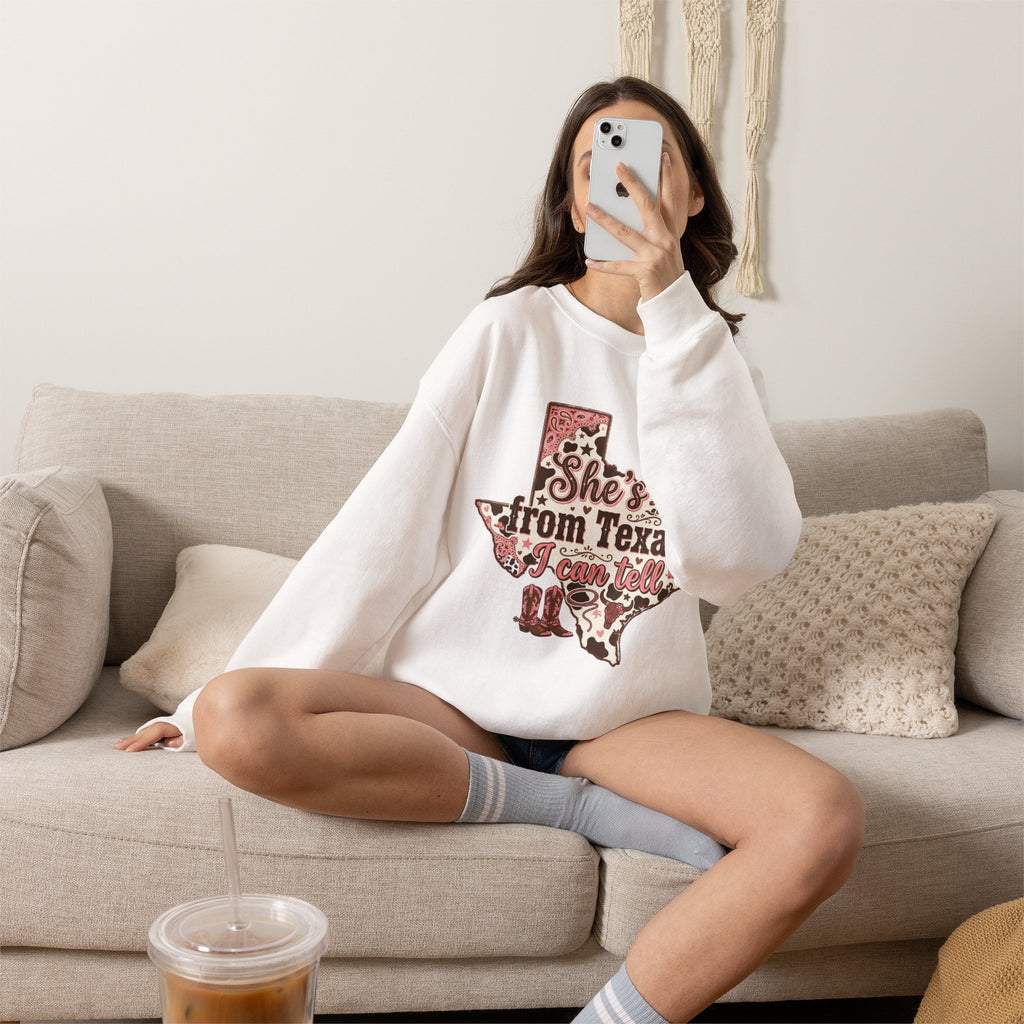 She’s from Texas Unisex Heavy Blend™ Crewneck Sweatshirt