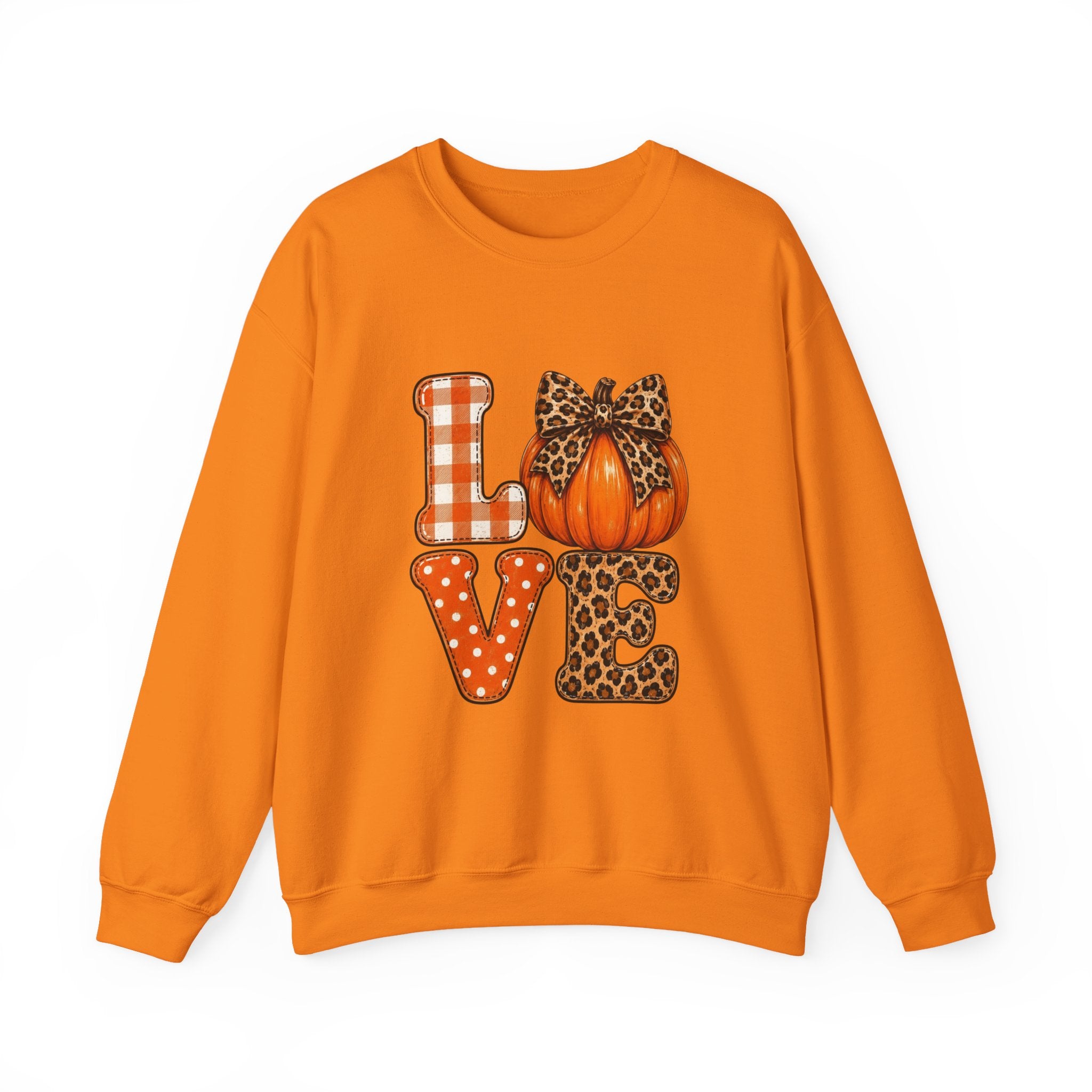Pumpkin Love Crewneck Sweatshirt — Leopard & Plaid Fall Pullover