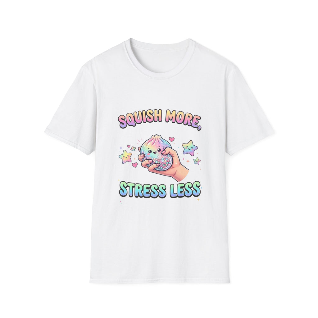 Squish More, Stress Less T-Shirt — Cute Rainbow Squishy Kawaii Tee