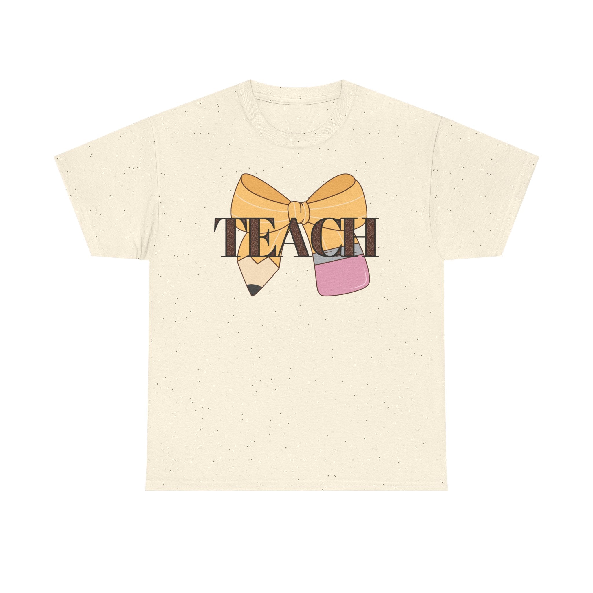 Teacher Pencil Bow T‑Shirt — TEACH Graphic Tee for Educators