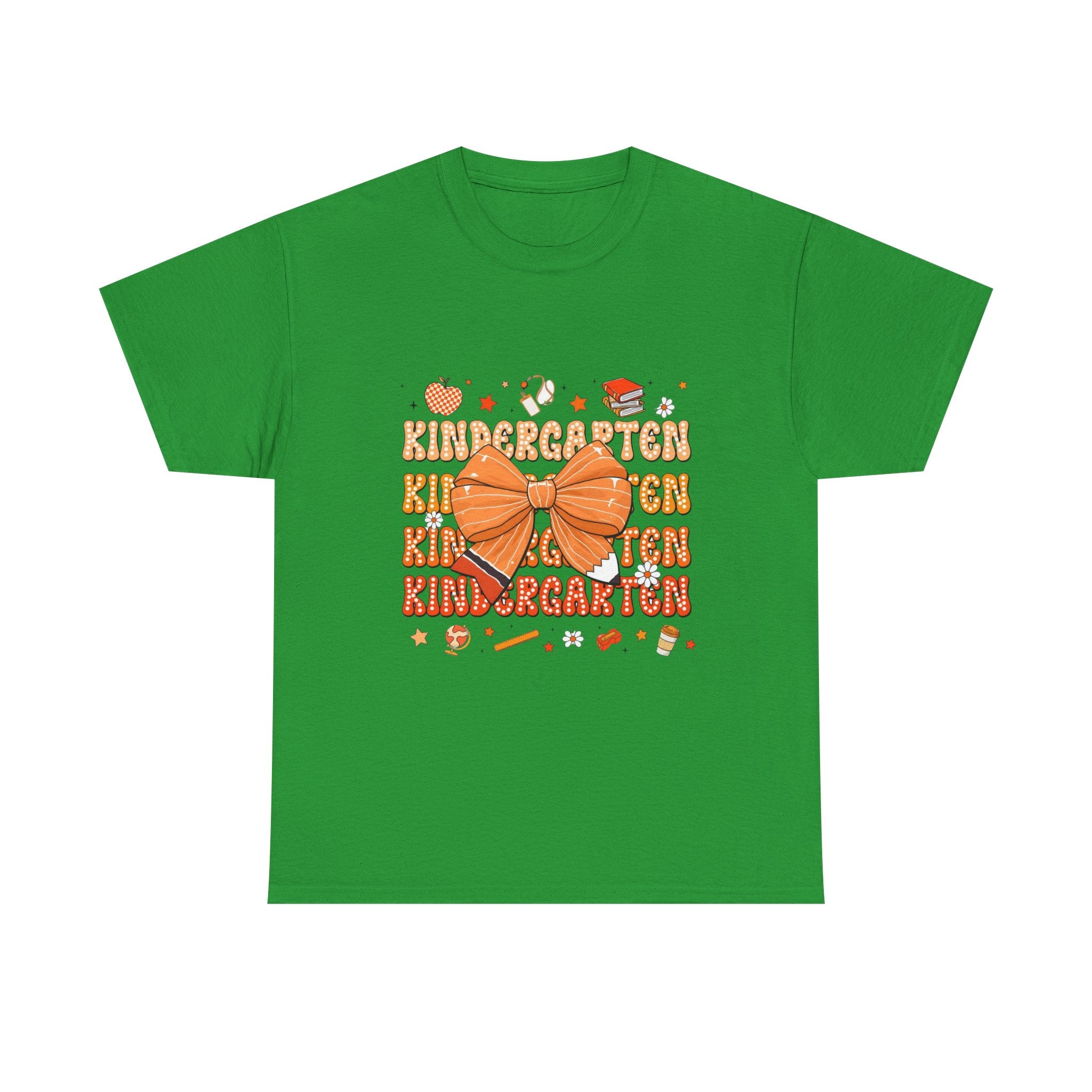 Kindergarten Teacher Bow T-Shirt – Cute Back-to-School Shirt with Orange Bow