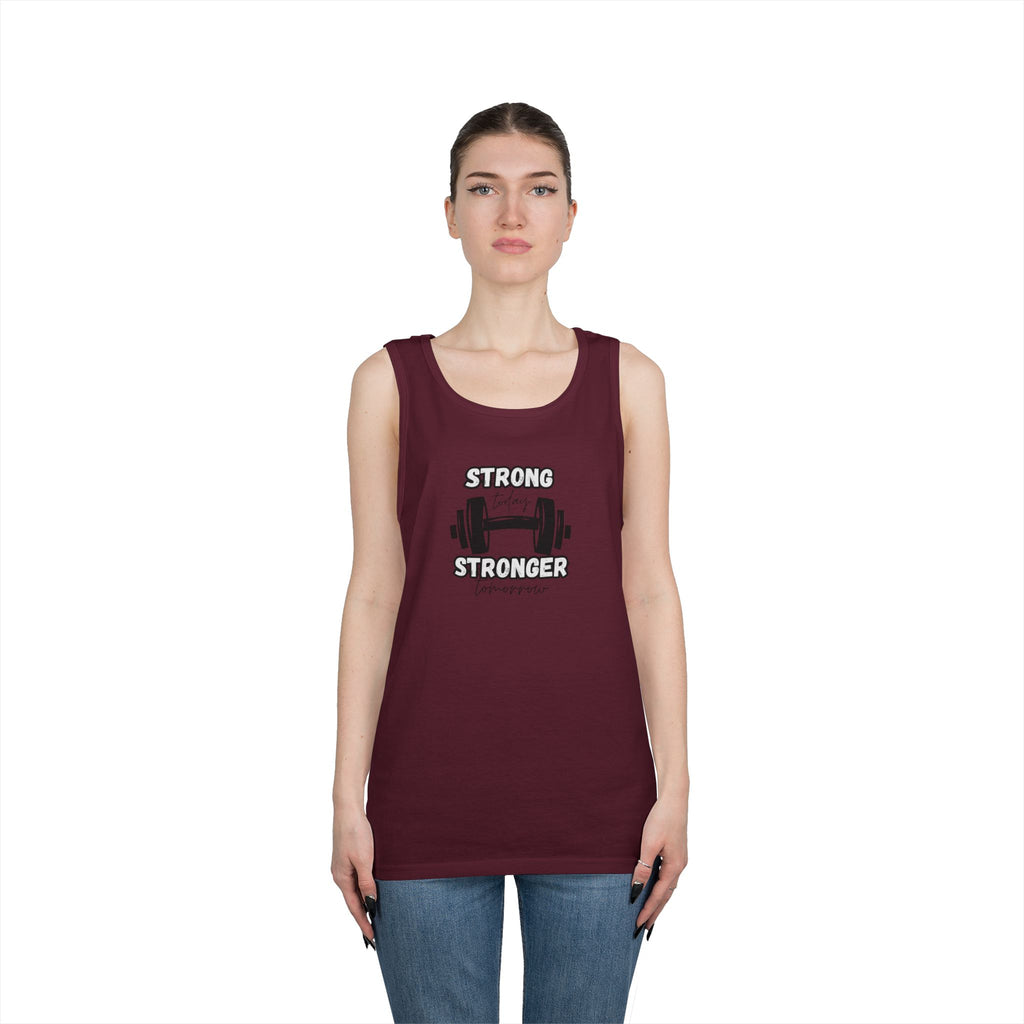 Tank Top — "Strong Today, Stronger Tomorrow" Weightlifting Gym Shirt