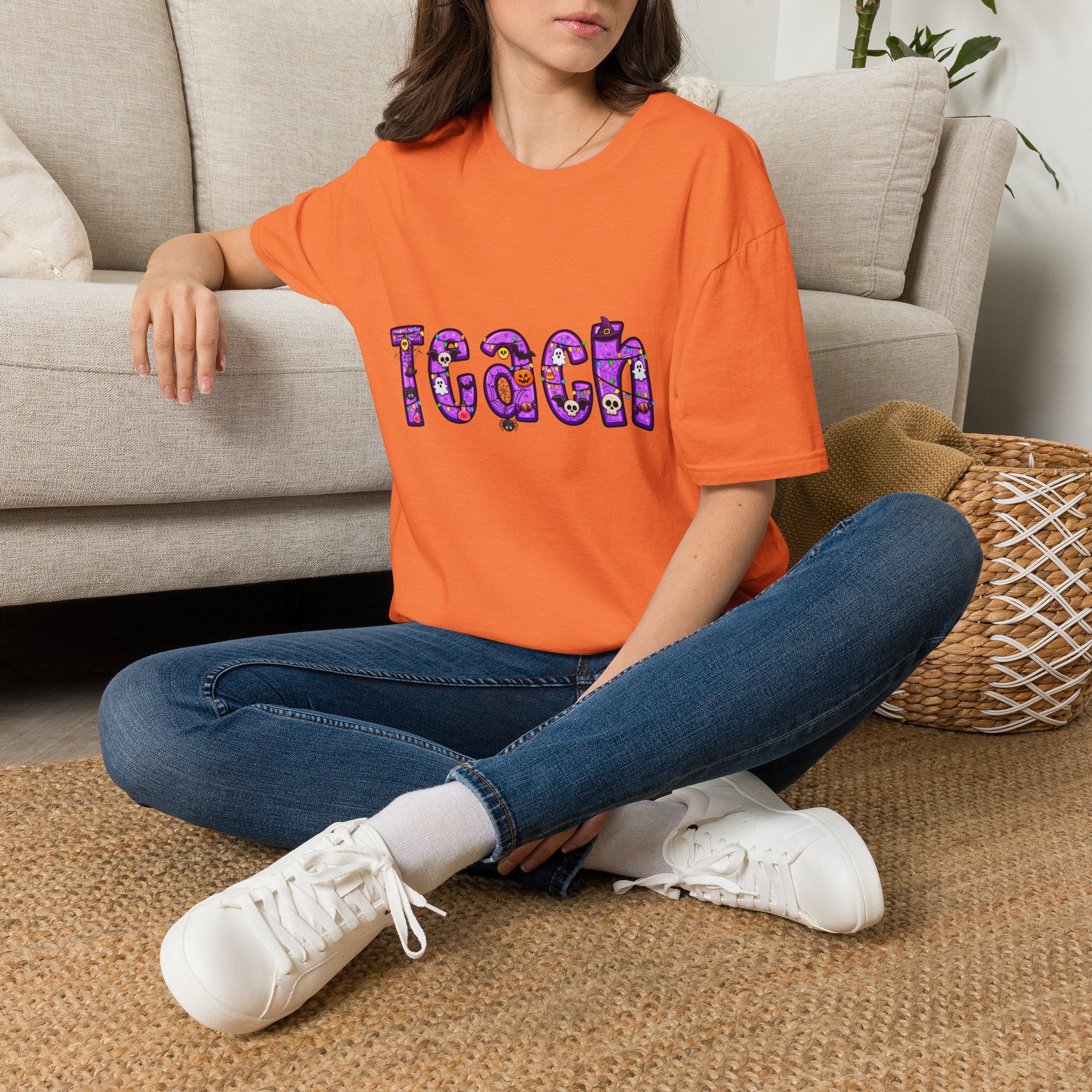 Halloween Purple Teach Unisex Softstyle T-Shirt