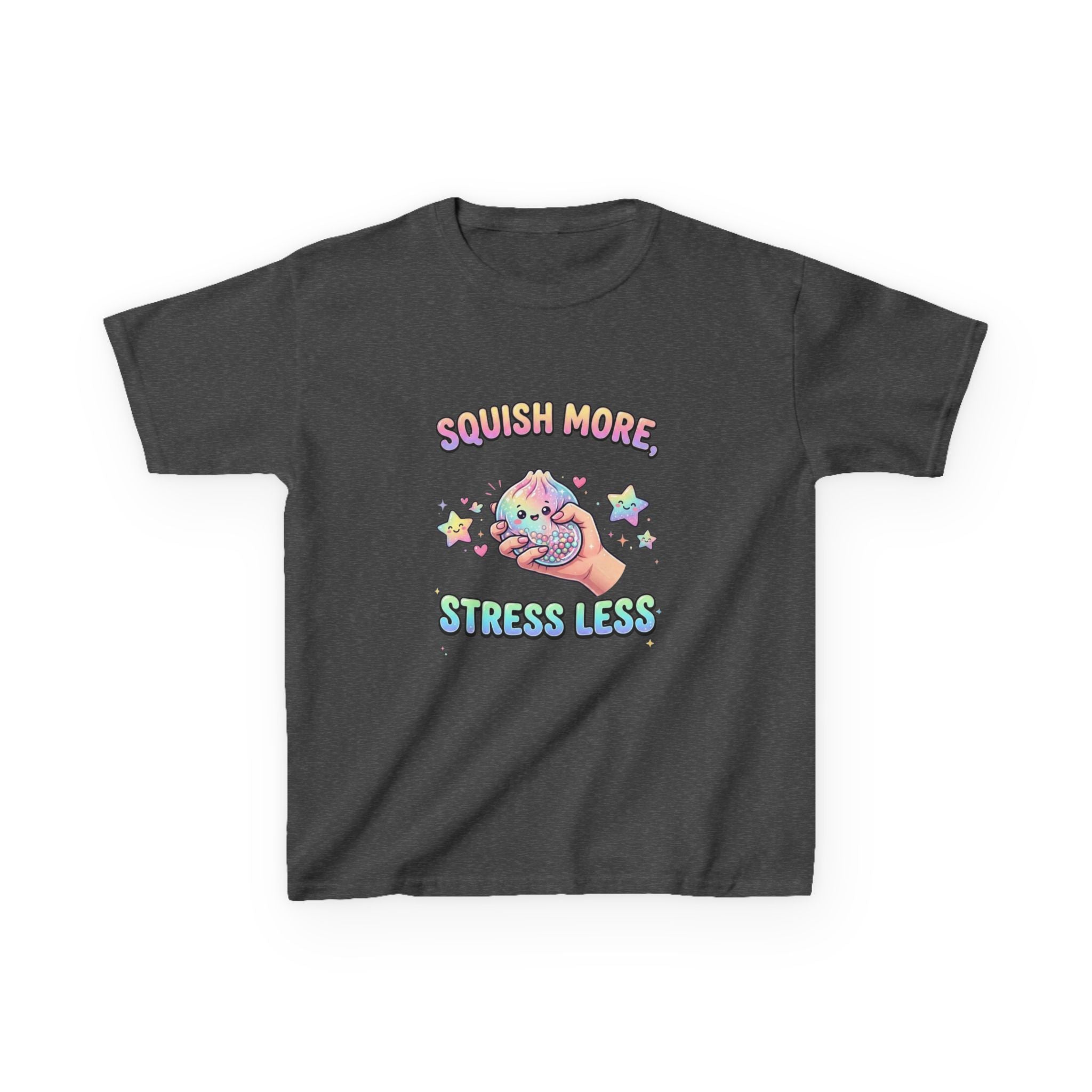 Kids Tee — "Squish More, Stress Less" Cute Rainbow Squishy Stress-Relief Shirt