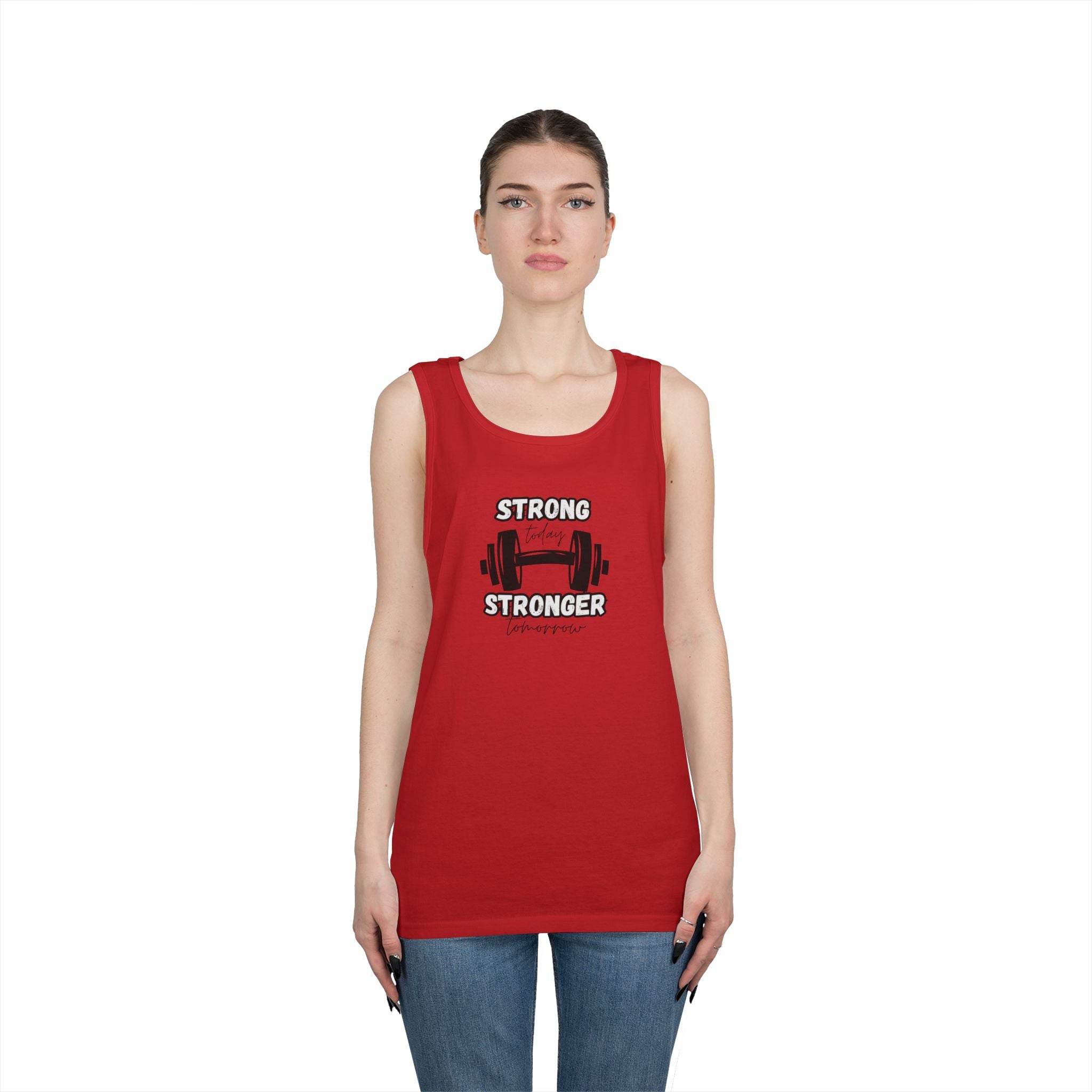 Tank Top — "Strong Today, Stronger Tomorrow" Weightlifting Gym Shirt