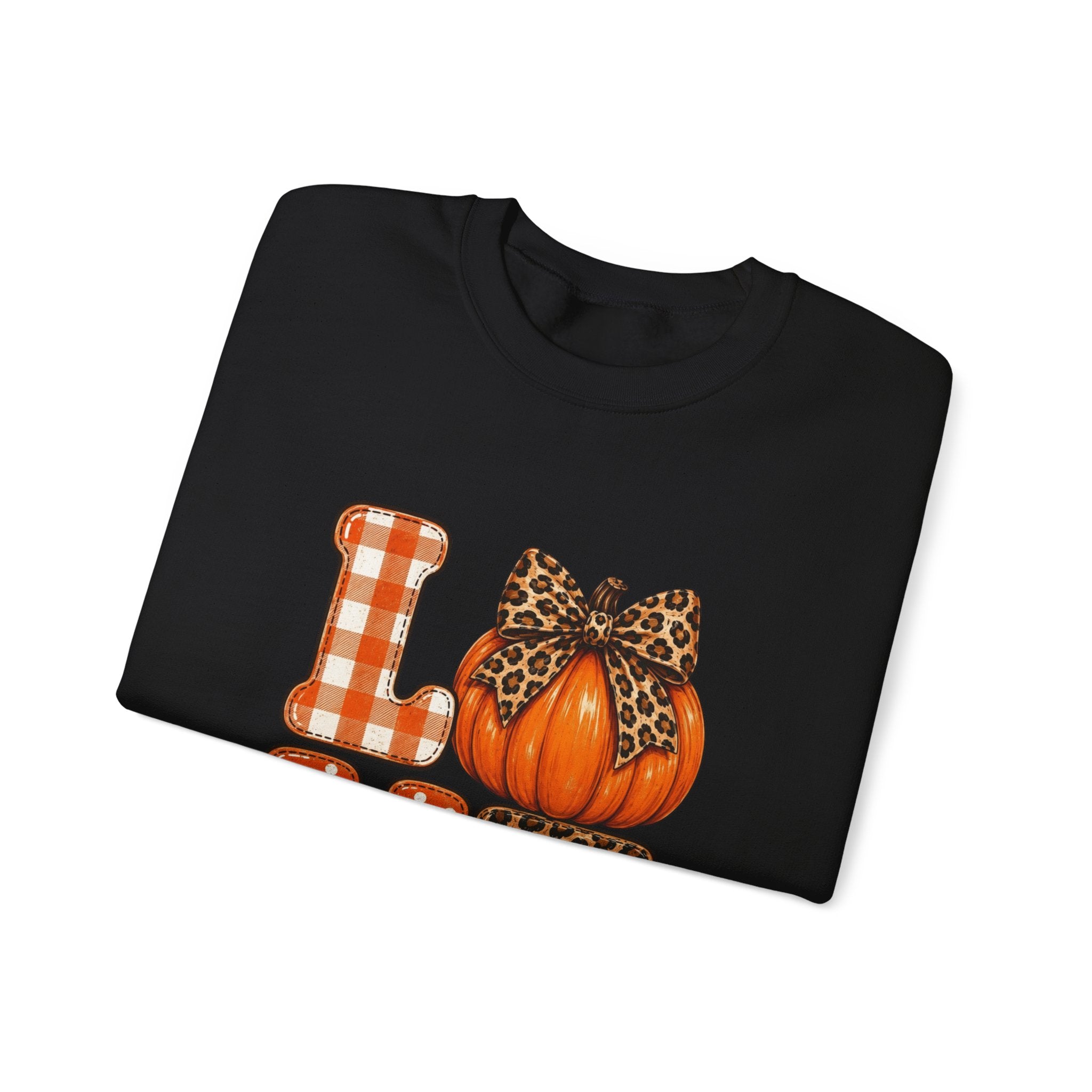 Pumpkin Love Crewneck Sweatshirt — Leopard & Plaid Fall Pullover