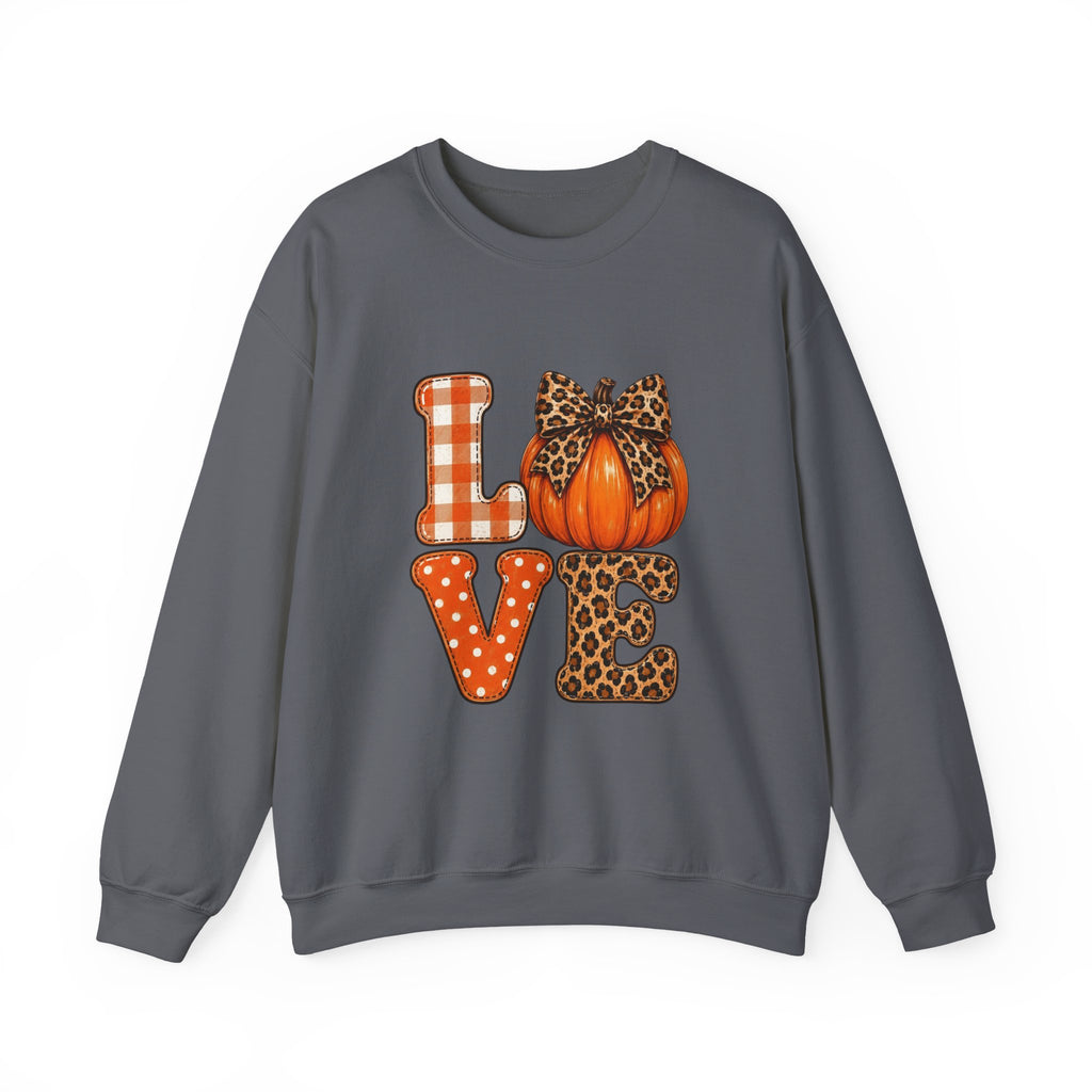 Pumpkin Love Crewneck Sweatshirt — Leopard & Plaid Fall Pullover