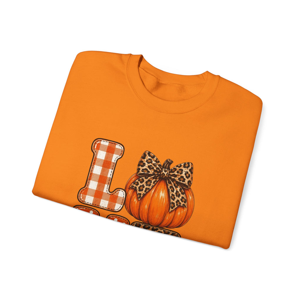 Pumpkin Love Crewneck Sweatshirt — Leopard & Plaid Fall Pullover