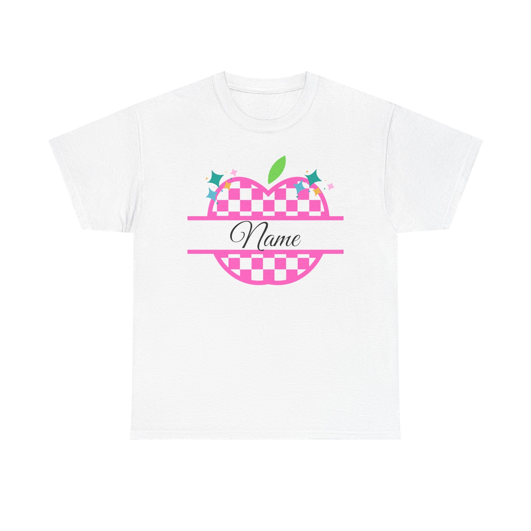 Customizable Checkerboard Apple Tee — Personalized Kids' Back-to-School Shirt