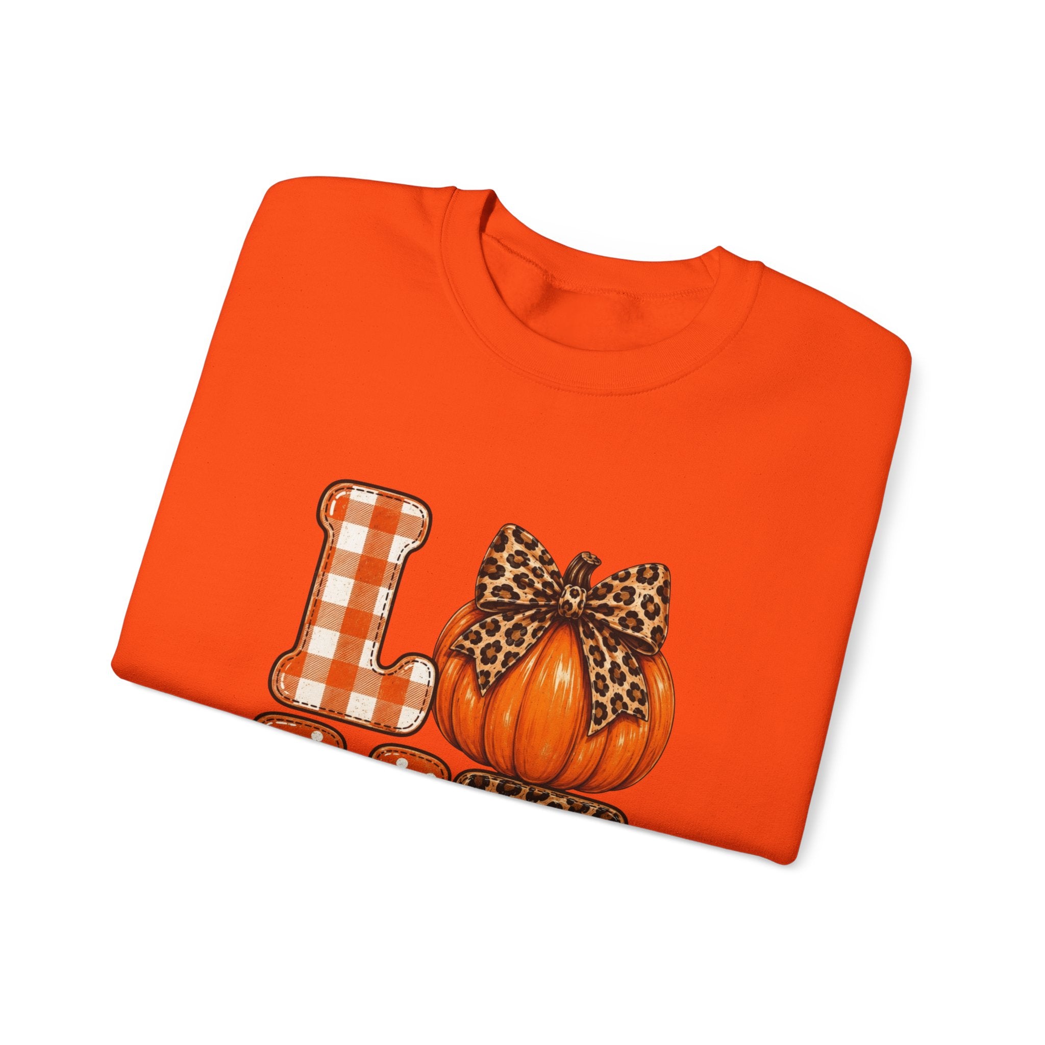 Pumpkin Love Crewneck Sweatshirt — Leopard & Plaid Fall Pullover