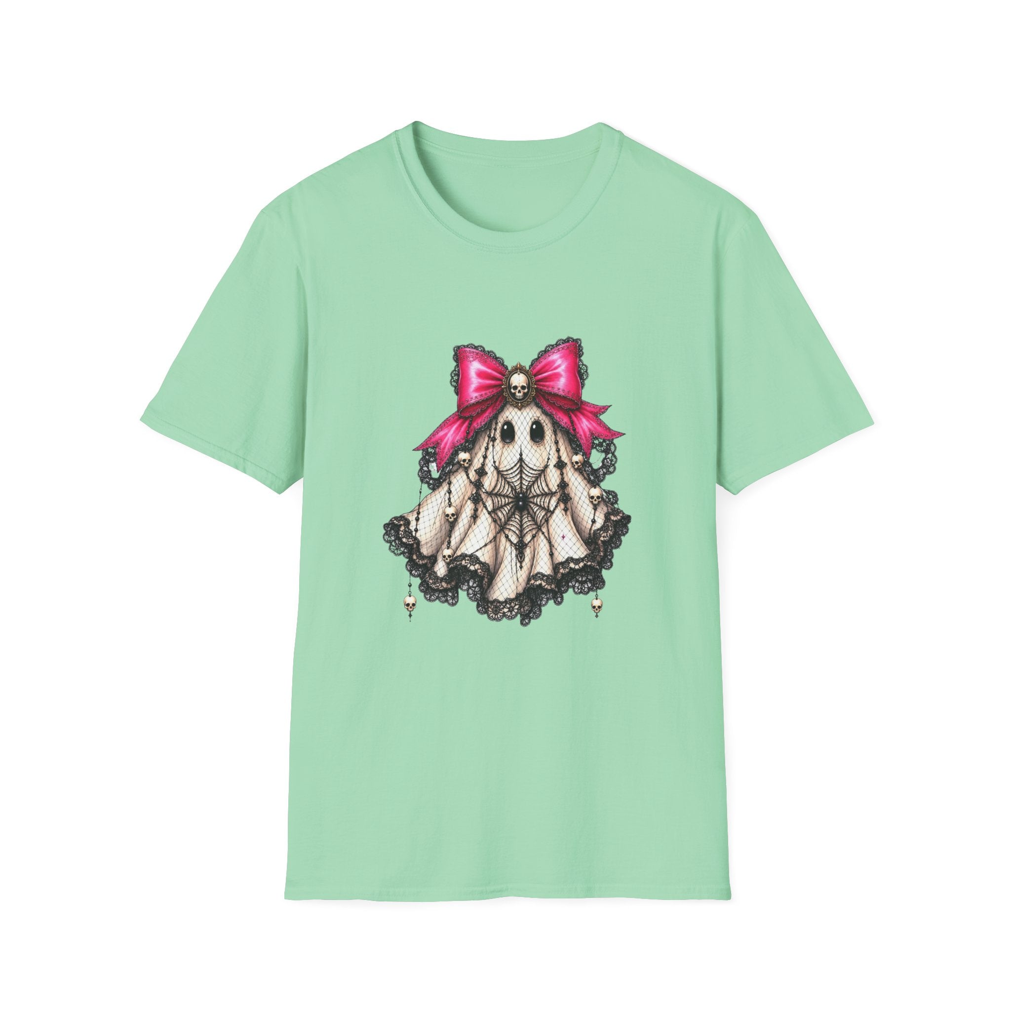 Skull Lace Bow T-Shirt — Gothic Cute Skeleton Graphic Tee